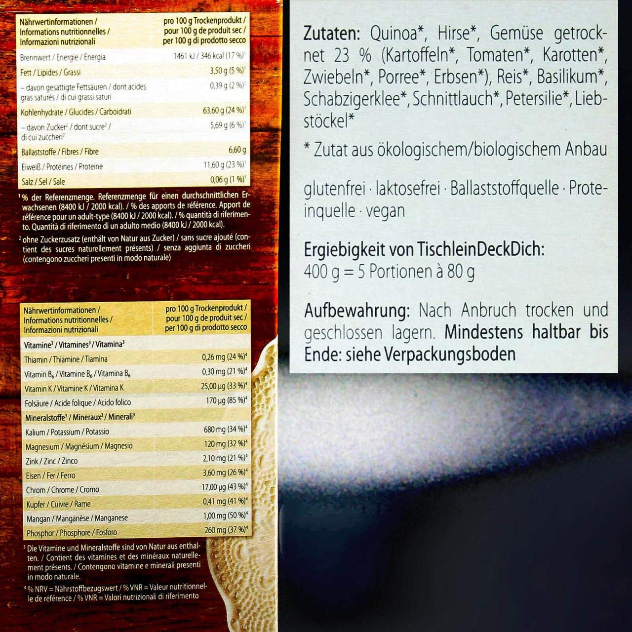 Jentschura TischleinDeckDich 800g BundlePreis + GRATIS Zugaben wählbar Größe 2x800g Pack + "Basisch Leben"