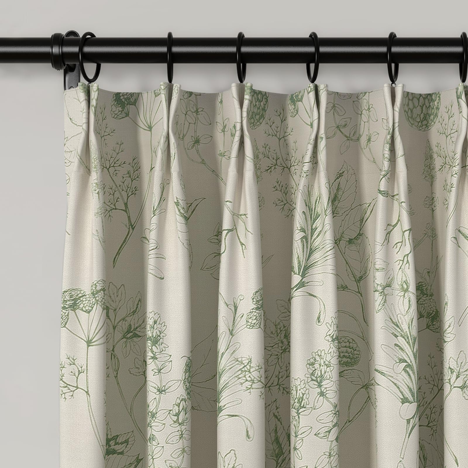 Francfranc Drape Curtain 100x200cm 2枚花柄 Amazon.com: TWOPAGES Moss Green Pattern Vintage Floral Curtain