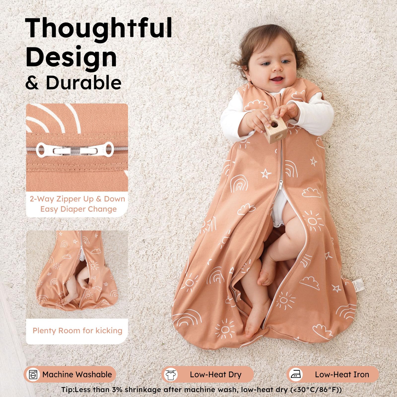 Yoofoss Baby Sleeping Bag 1.0 Tog - 12-18 Months 2 Pack Sleeping Bag Baby 100% Organic Cotton Sleep Sack for Newbron Infant Toddler Warm Soft - 4