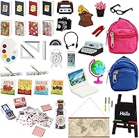 Vista 6 de ONEST 50 piezas Mini Casa Escolar Suministros Mini Escolares Accesorios Escolares Casa Miniatura Casa Casa Miniatura Modelo DIY Accesorios