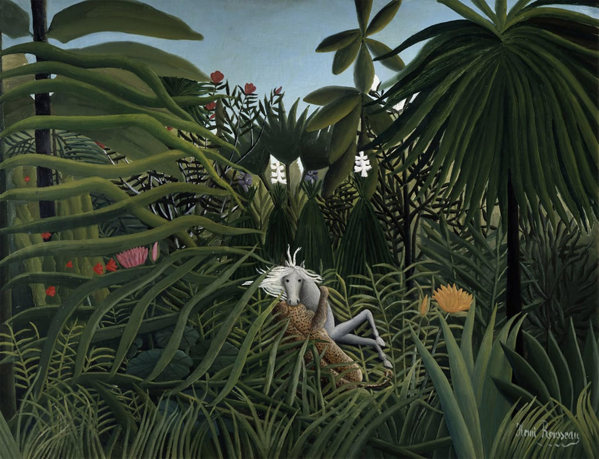 Cuadro al óleo de Henri Rousseau Atacando a un caballo para decoración, 60x90cm 5
