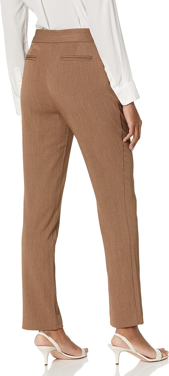 Rafaella Womens Curvy Gabardine Slim Leg Stretch Dress Pant, 30 Inch Inseam, Pull-on, with Pockets (Petite Size 4-14)