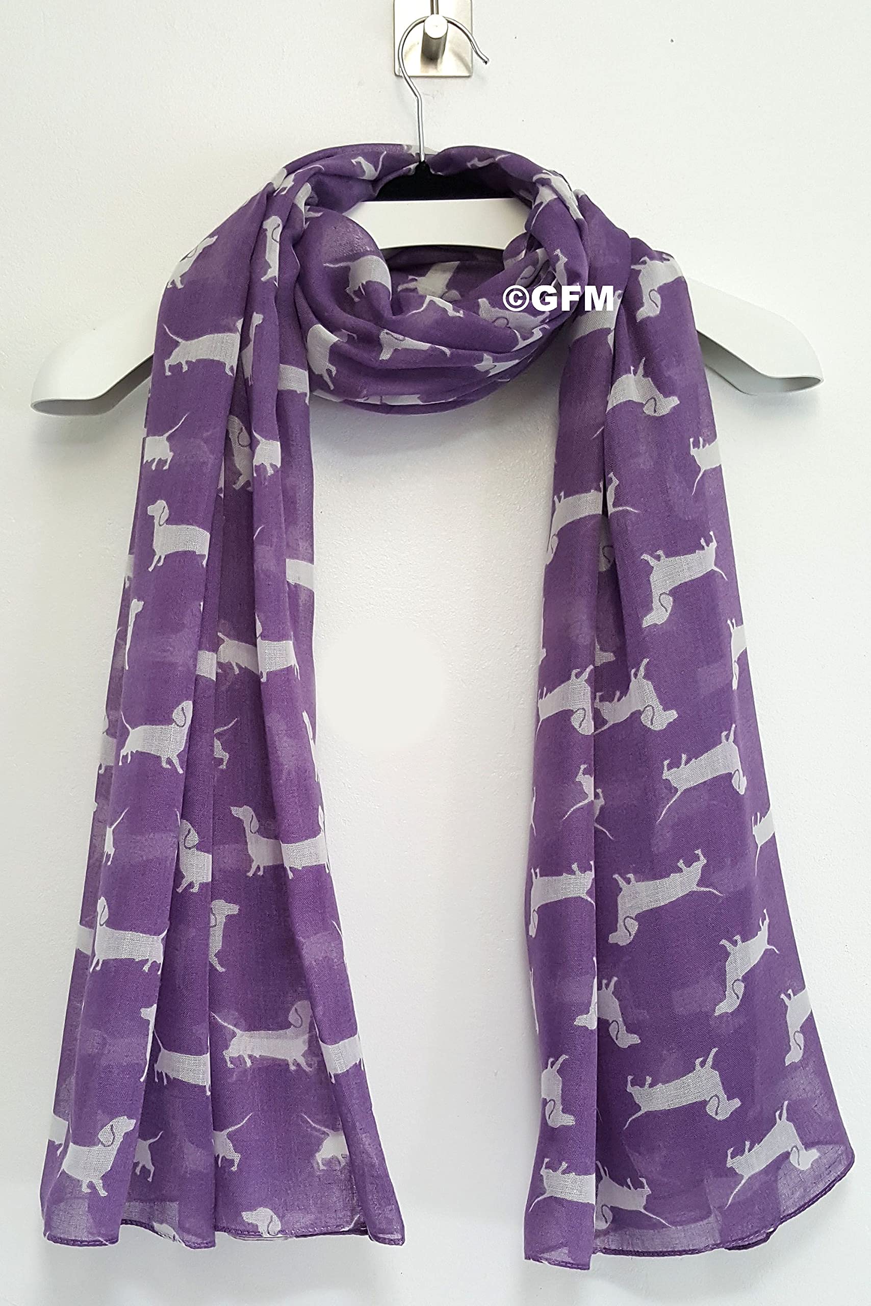 GFM® Women's Dachshund Dogs Print Scarf -DG-01-Purple-(PSCF-FLD-DG-01-HLJMN) - Image 2