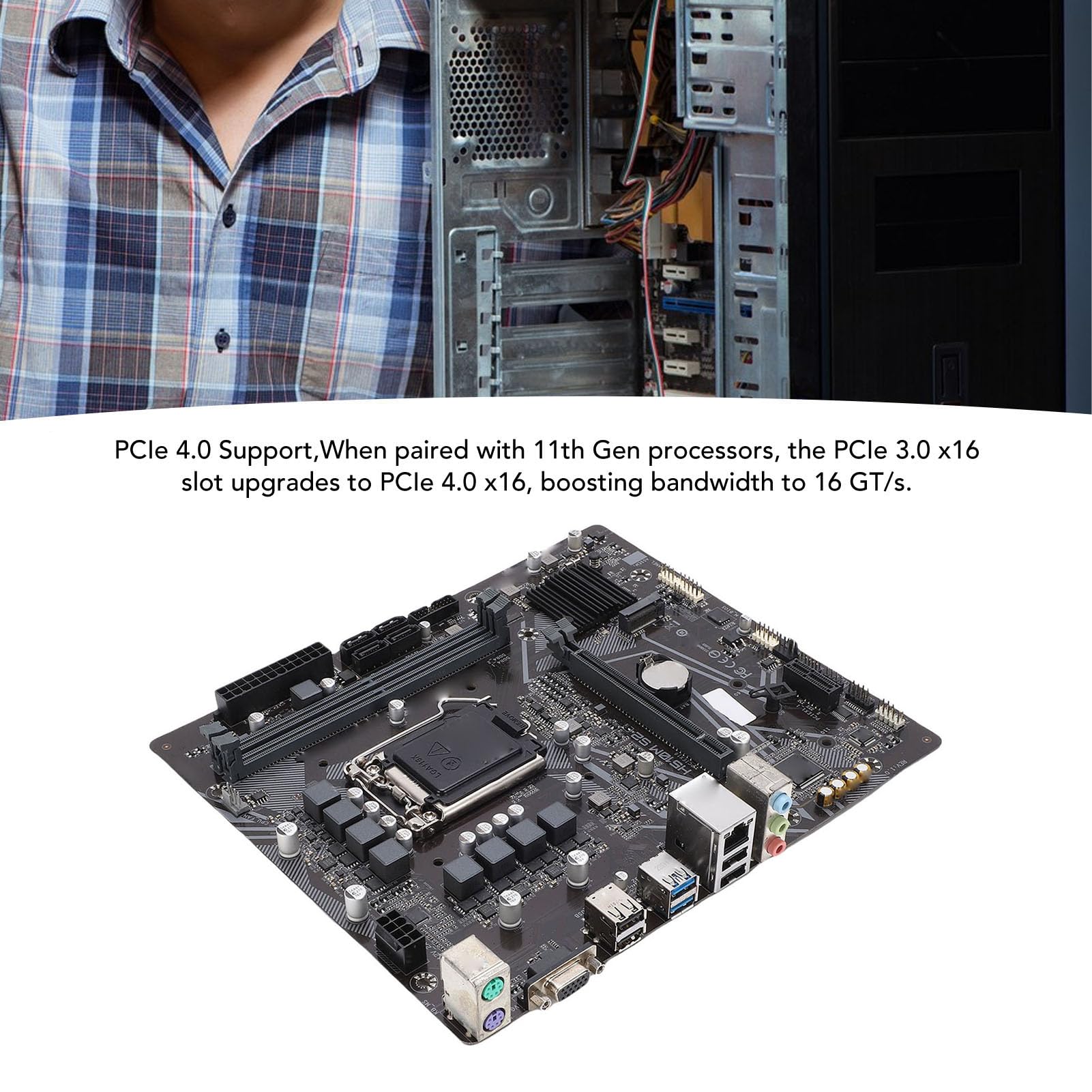 Płyta Główna H510M S2, 2-kanałowa pamięć LGA 1200 DDR4, PCI E4.0X16, M.2/Serial ATA, DVI, Płyta Główna Komputera dla Procesora 10/11 Generacji