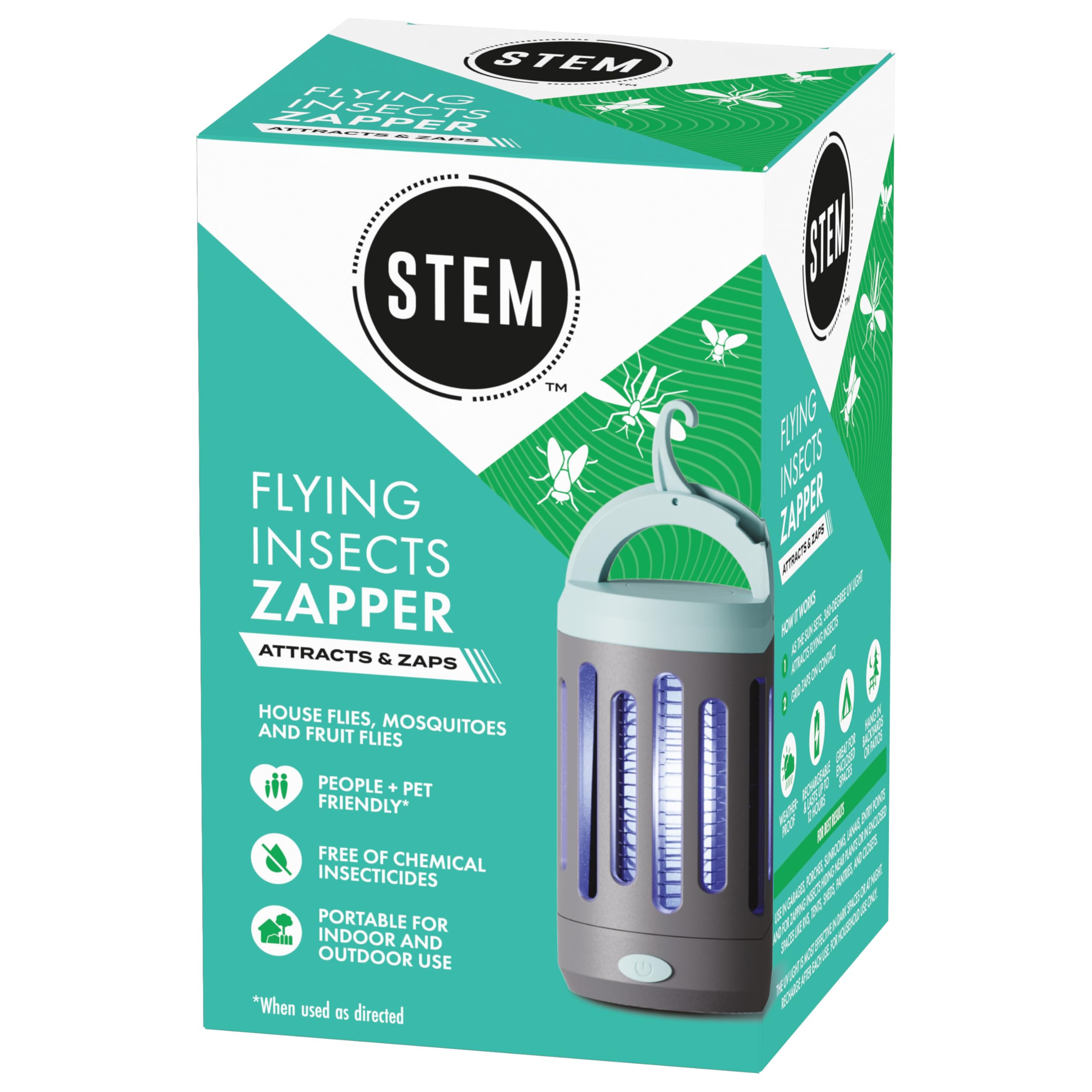 STEM Flying Insect Zapper, Indoor and Outdoor Electric Fly & Mosquito Trap, Includes Micro-USB Charging Cable and Brush for Cleaning
