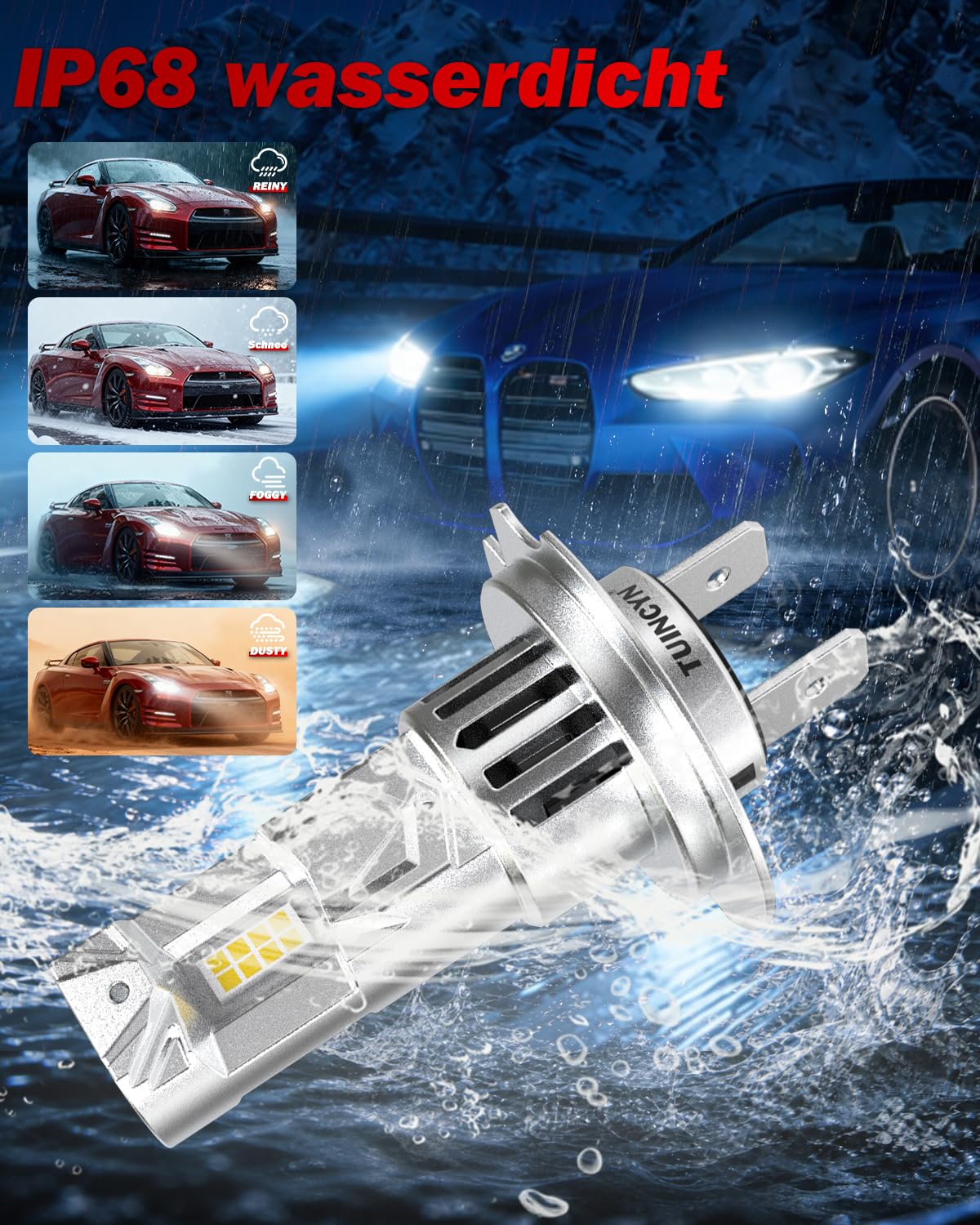 H7 Lamp Auto 600% Helligkeit, 6500K Weiß 12V Scheinwerferlampe, 2pcs