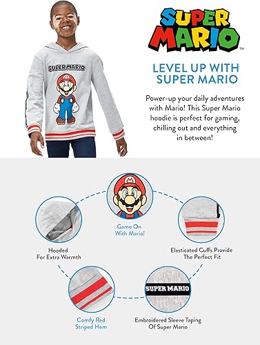 Miniatura 6 de Super Mario Sudadera con capucha Mario Boys Sudaderas con capucha para niños Tallas 3T a 12 Producto oficial de Mario