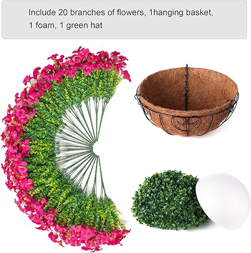 Miniatura 4 de INSPRING Cestas de flores artificiales colgantes para plantas de primavera al aire libre, resistentes a los rayos UV, petunias de seda sintética