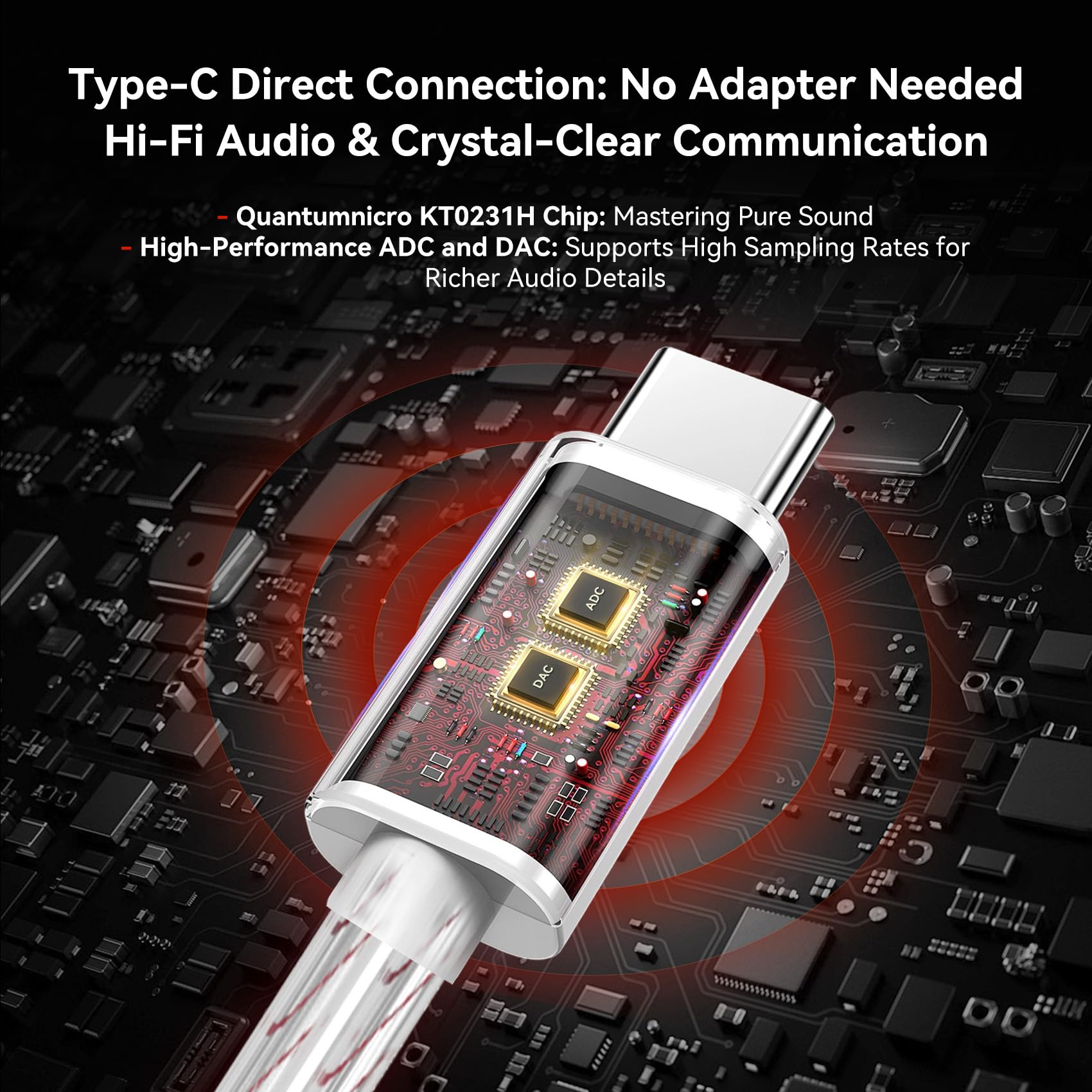 Yinyoo KBEAR BK1 Auricolari da gioco USB-C con microfono, driver dinamico da 10 mm USB-C, per giocatori FPS, compatibili con i-Phone 16 Pro, Samsung, Xiaomi, Pixel
