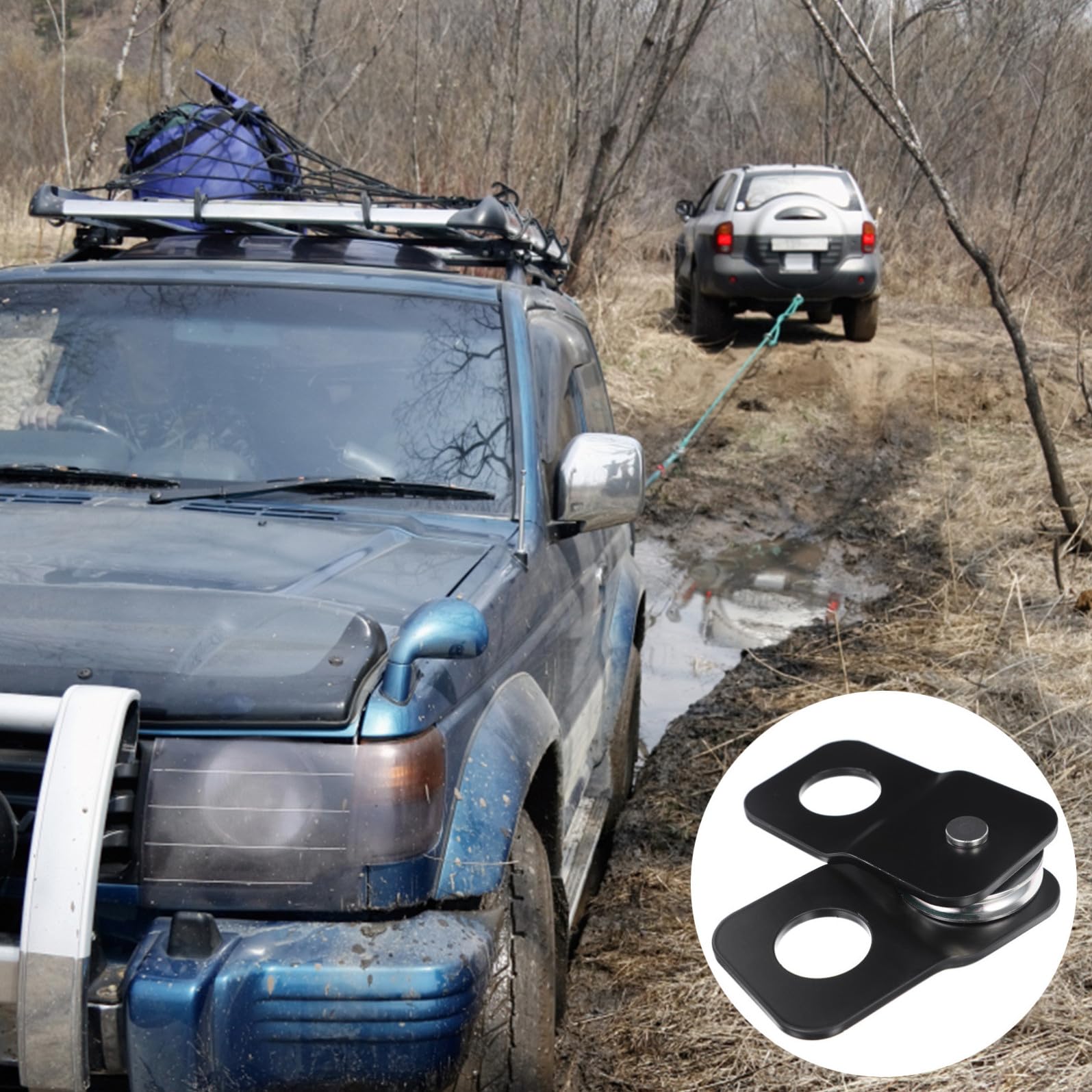 Puleggia Design Semplice di Traino Nero per Verricello Acciaio 4 Ton Aumenta la Potenza di Trazione per Atv Utv Camion e Trattore del Verricello per Recupero