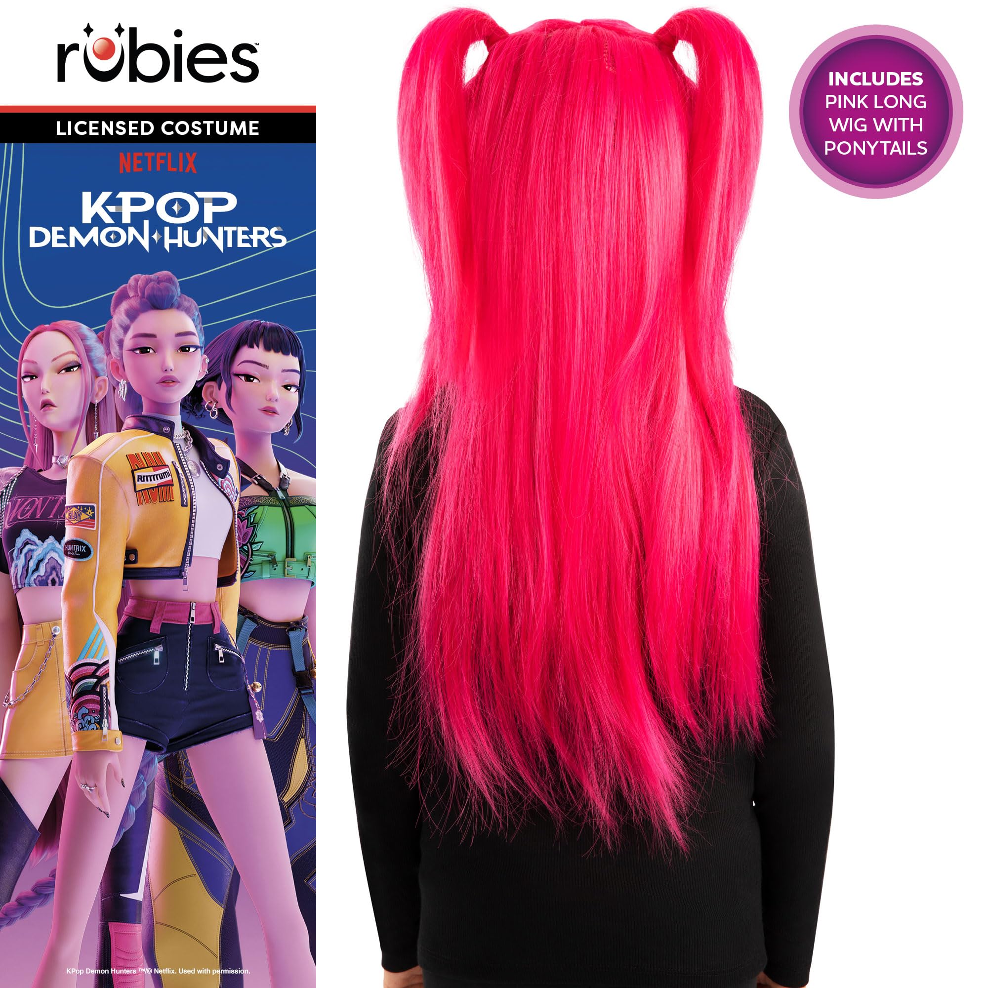 Rubies Official Netflix K-Pop Demon Hunters Mira Wig Child Costume Accessory, Kids Fancy Dress, One Size, Pink - Image 2