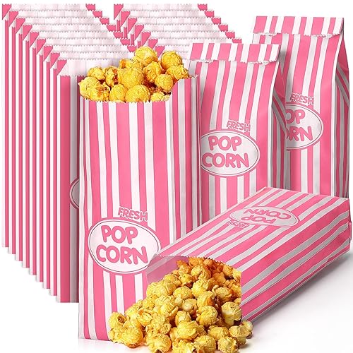 Sherr 1000 bolsas de palomitas de maíz, a granel, a rayas, desechables, para noches de cine, Navidad, circo, carnaval, fiestas, cumpleaños, eventos,