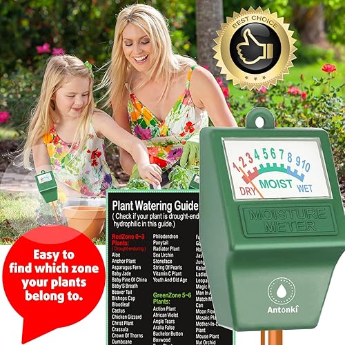Miniatura 6 de Antonki Paquete de 2 medidores de humedad del suelo, sensor de higrómetro de monitor de agua para plantas, kit de probador de agua del suelo para