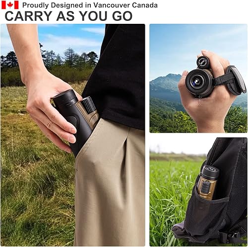 Miniatura 6 de Fetch Falcon 12 x 50 de alta potencia 366 pies a 1000 yardas BAK4 HD prisma monocular con adaptador para smartphone, trípode, correa de mano para