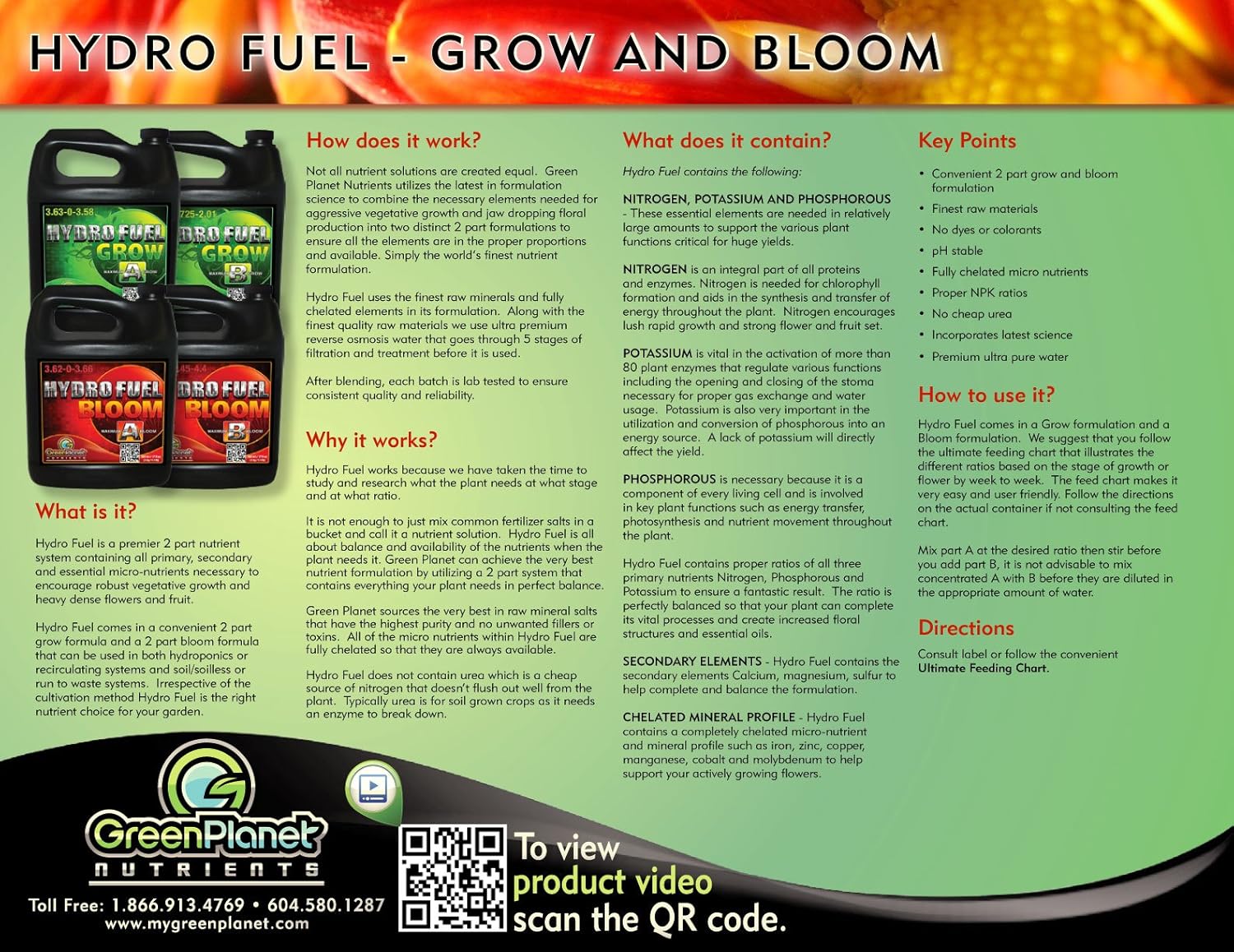 Green Planet Nutrients - HYDRO FUEL Bloei A & B Maximum BLOOM (4 Liters Bloei A + 4 Liters Bloei B)