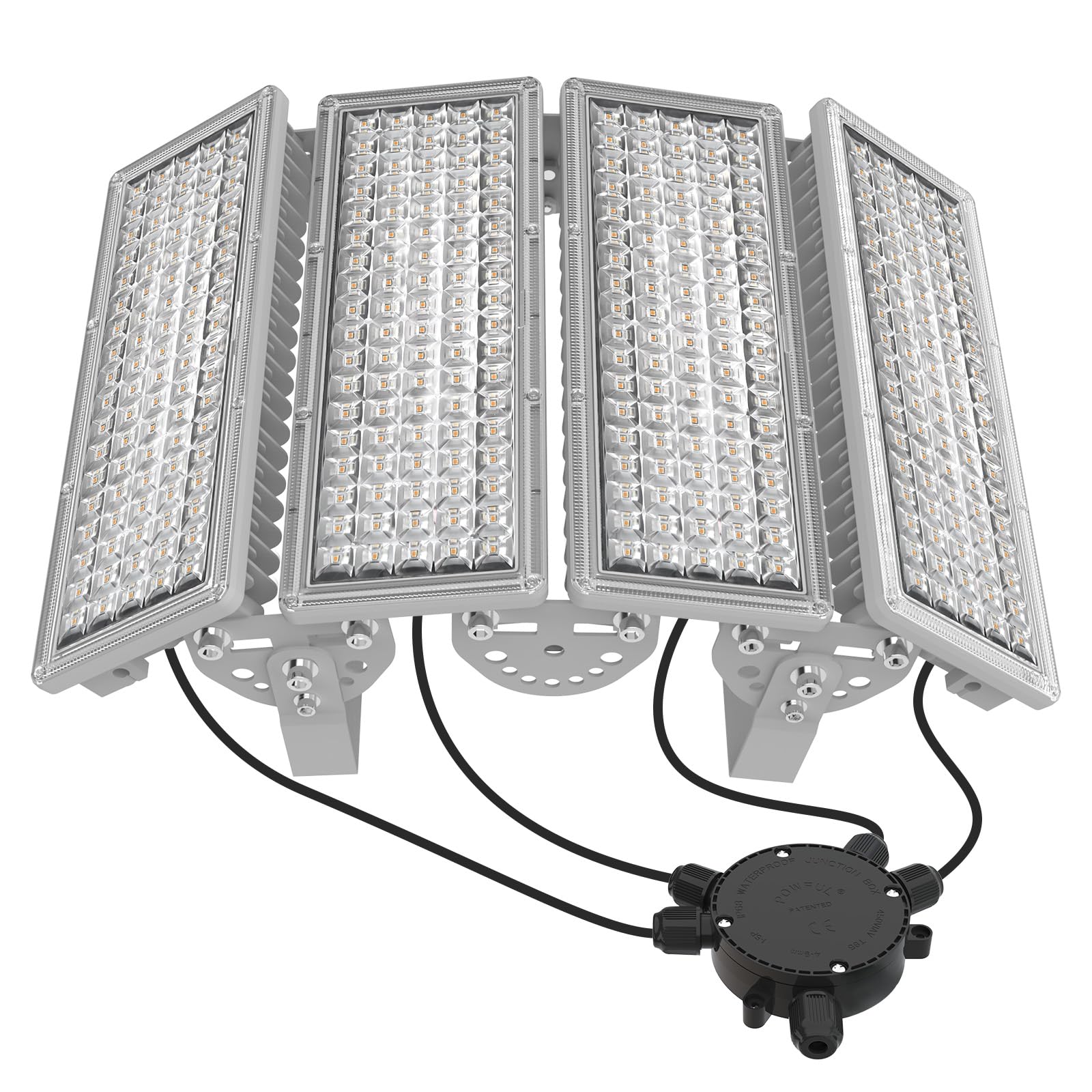 Reflektor zewnętrzny LED 400 W, 56 000 lm, reflektor zewnętrzny, 3000 K, ciepła biel, super jasny, IP67, wodoodporny, zewnętrzny reflektor z puszką rozgałęźną, oświetlenie na podwórko, parking