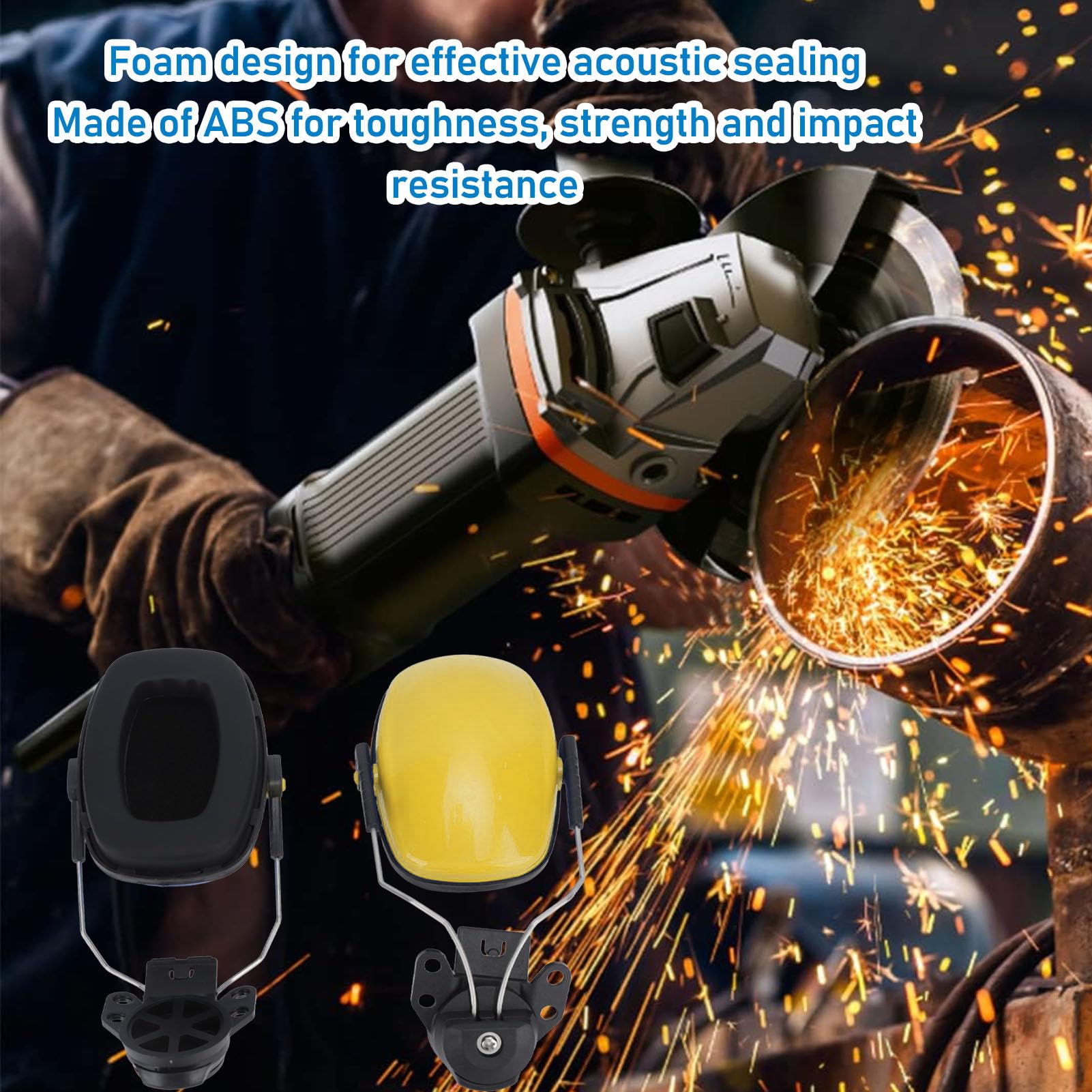 Generic Foldable Safety Earmuffs, 31 db, Black PVC Leather with Foam Filled Cups, Red