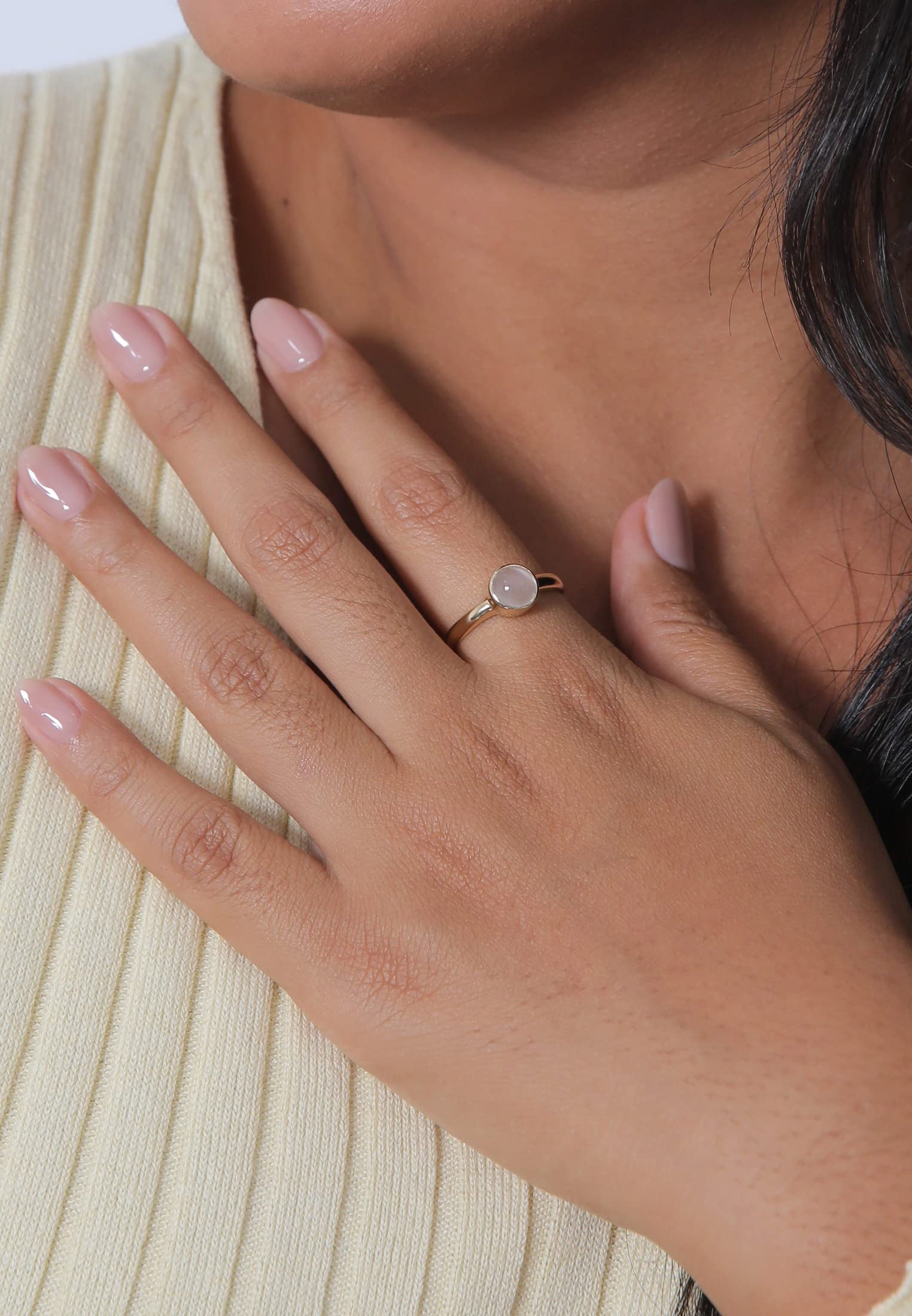 Elli Ring Damen Solitär mit Mondstein 925 Silber