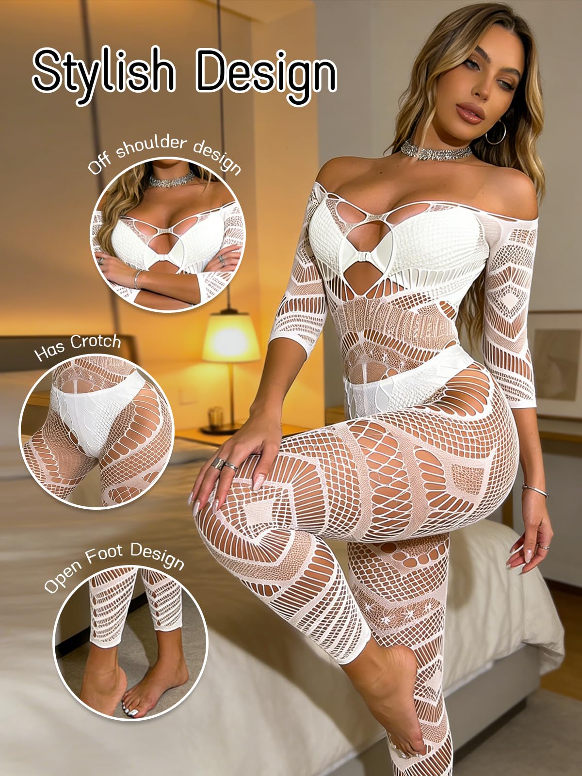Buitifo Damskie rajstopy z siateczki Crotchless Bodys Seksowne rajstopy dla kobiet