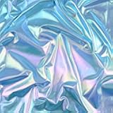 URROMA 1.5M Metallic Foil Stretch Fabric,Blue Hologram Spandex Iridescent Shimmer Sewing Craft Laser Gradient Fabric for Dancewear, Costumes & Decoration