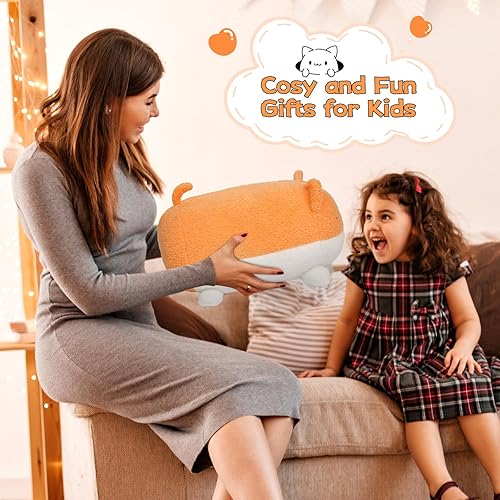 Miniatura 6 de Almohada de peluche de gato naranja, almohada suave de peluche de gato de 15 pulgadas, almohada suave de peluche de animales de peluche, gatito de