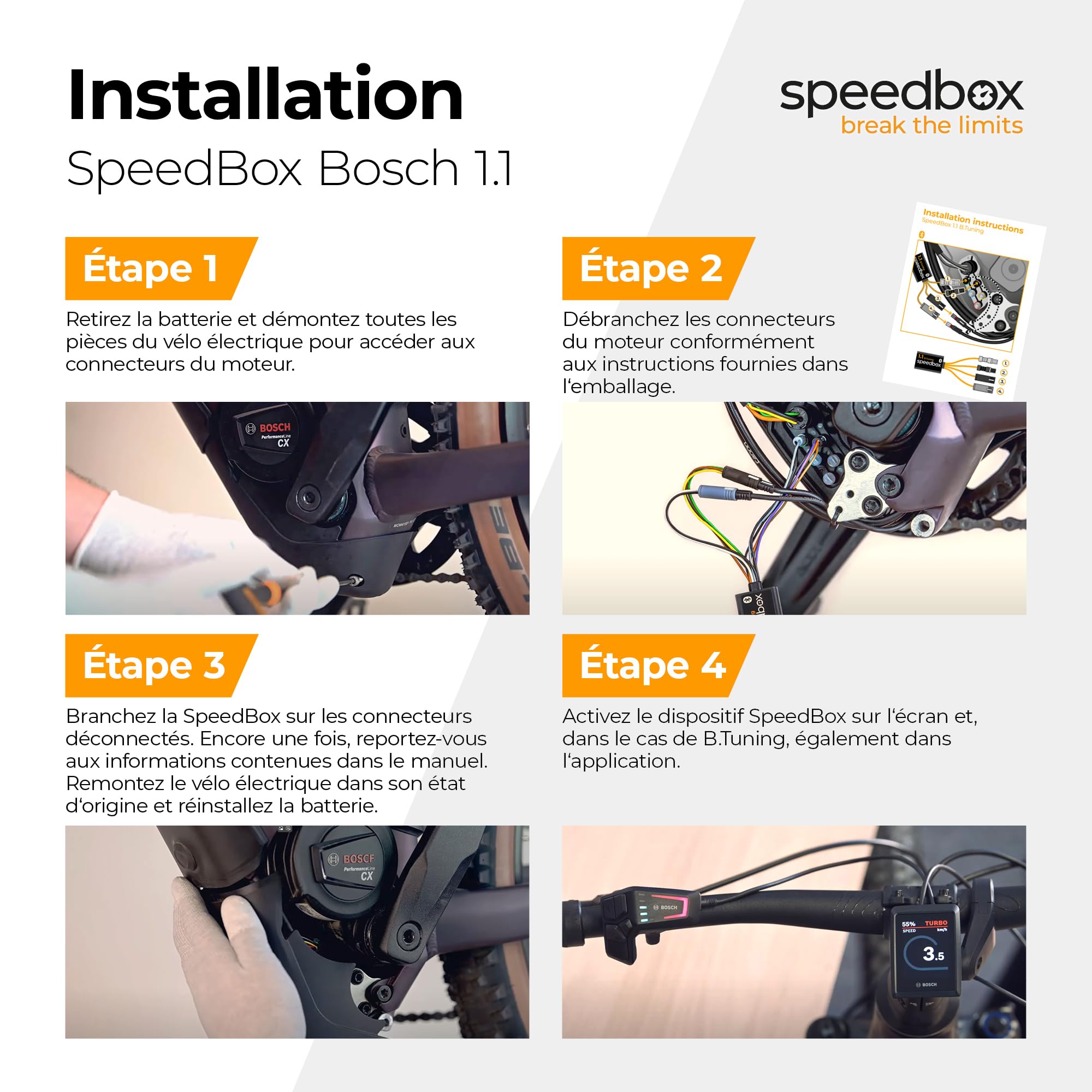 SpeedBox 1.1 B.Tuning (avec Bluetooth) Compatible avec Bosch (Smart System) / Puce de Tuning Premium pour vélos électriques avec Moteurs Bosch avec Smart System/Application SpeedBox App