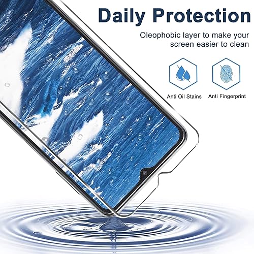 Miniatura 4 de [Paquete de 3+3] Protector de pantalla para Galaxy A13 con protector de lente de cámara, película de vidrio templado HD, dureza 9H, antiarañazos,