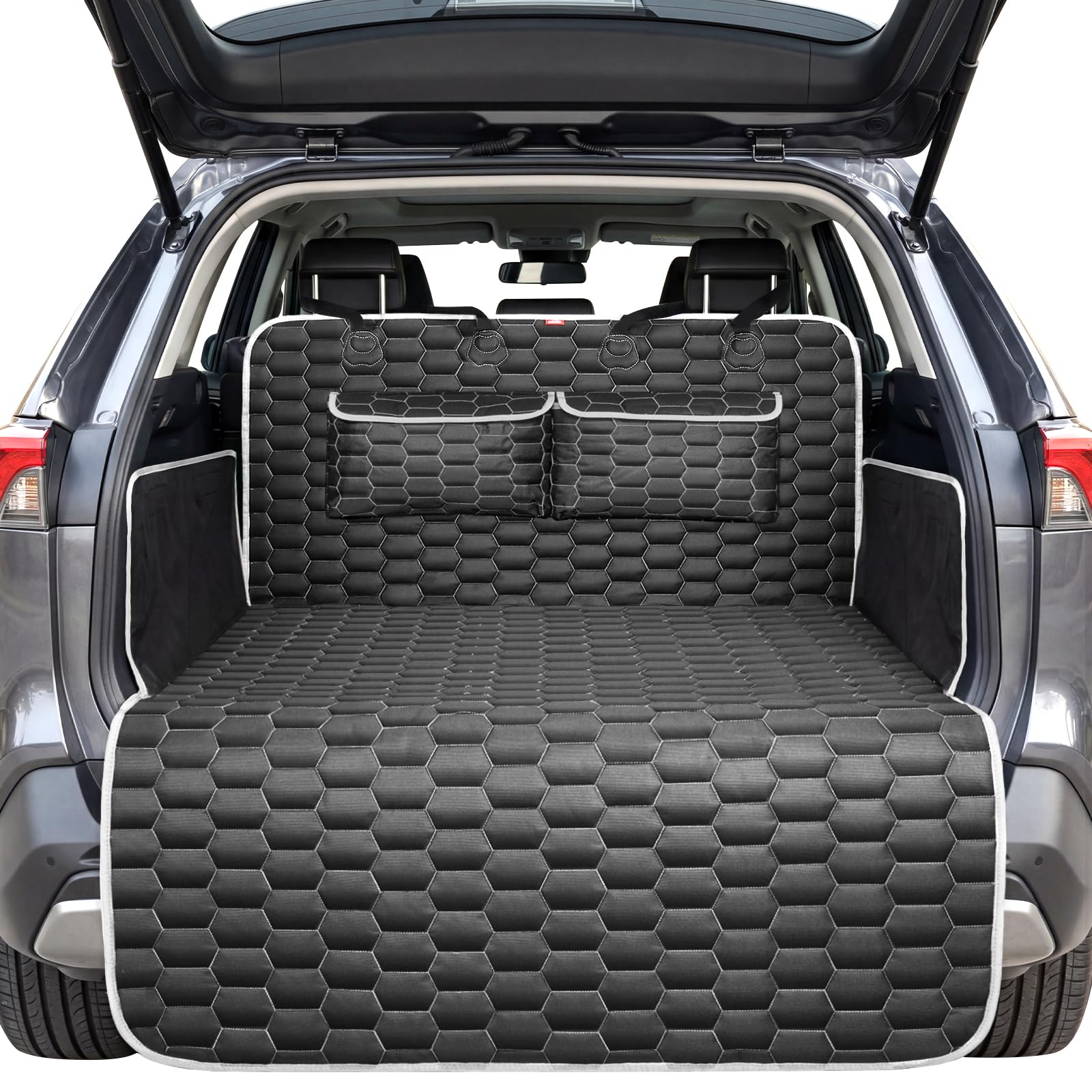 Oasser Protection Coffre Voiture Chien Housse de Protection Couverture de Coffre Imperméable et Antidérapant, 2 Grandes Poches, 185 x 102cm