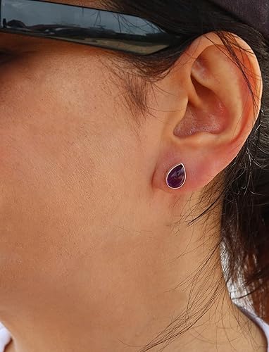 Vista 127 de Sterling Silver Black Onyx Handmade Round Stud Earrings for Women & Men - 9mm Black Onyx Cabochon