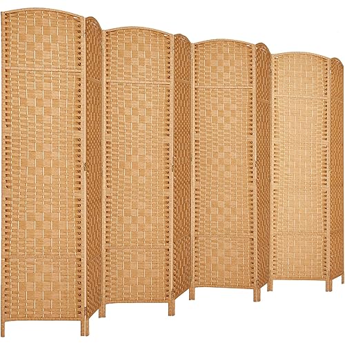 Rose Home Fashion 6 ft Tall Room Divider, Room Dividers and Folding Privacy Screens, 15.7in Privacy Screen 8 Panel Partition Temporary Wall Separation for Private, Light Beige