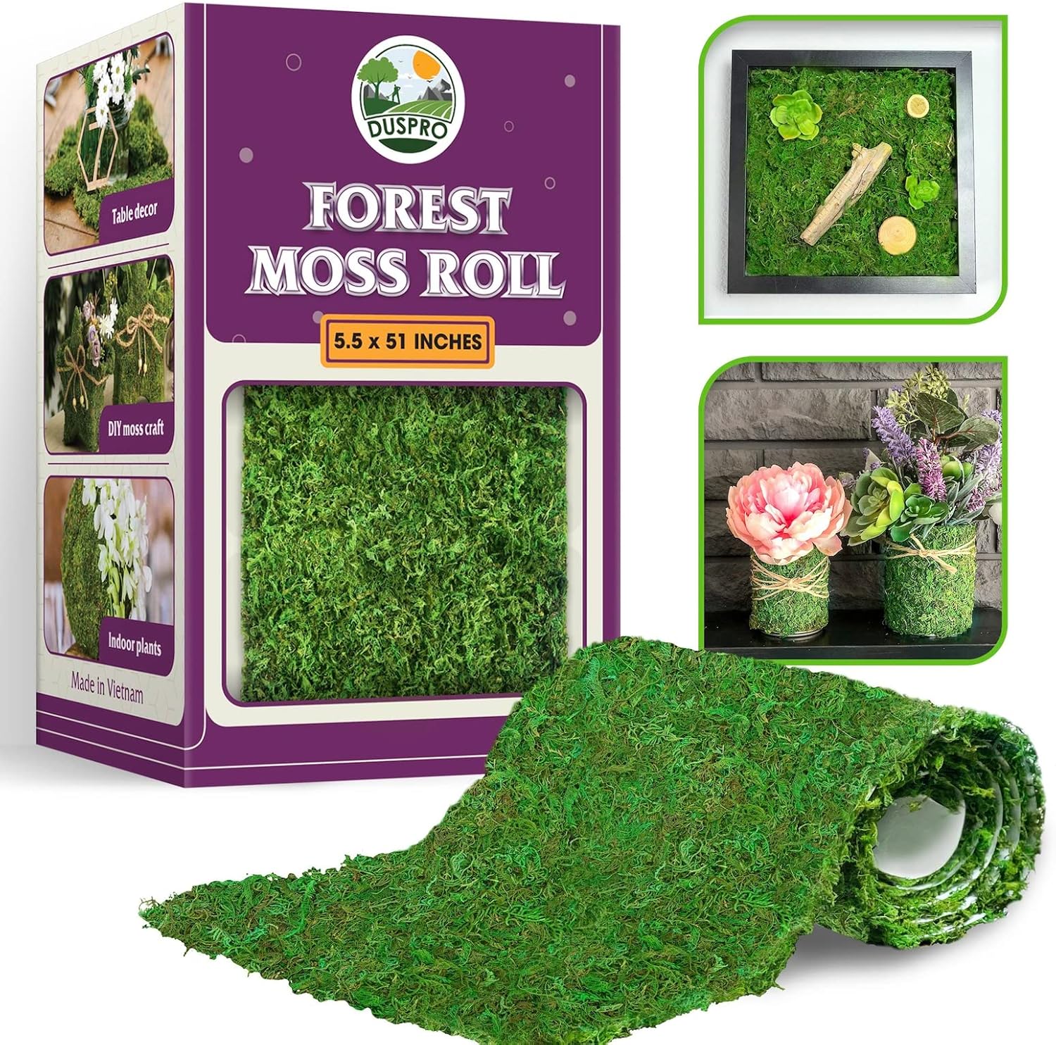 DUSPRO 51"x5.5" Moss Roll, Moss Table Runner, Moss Carpet for Moss Wall
