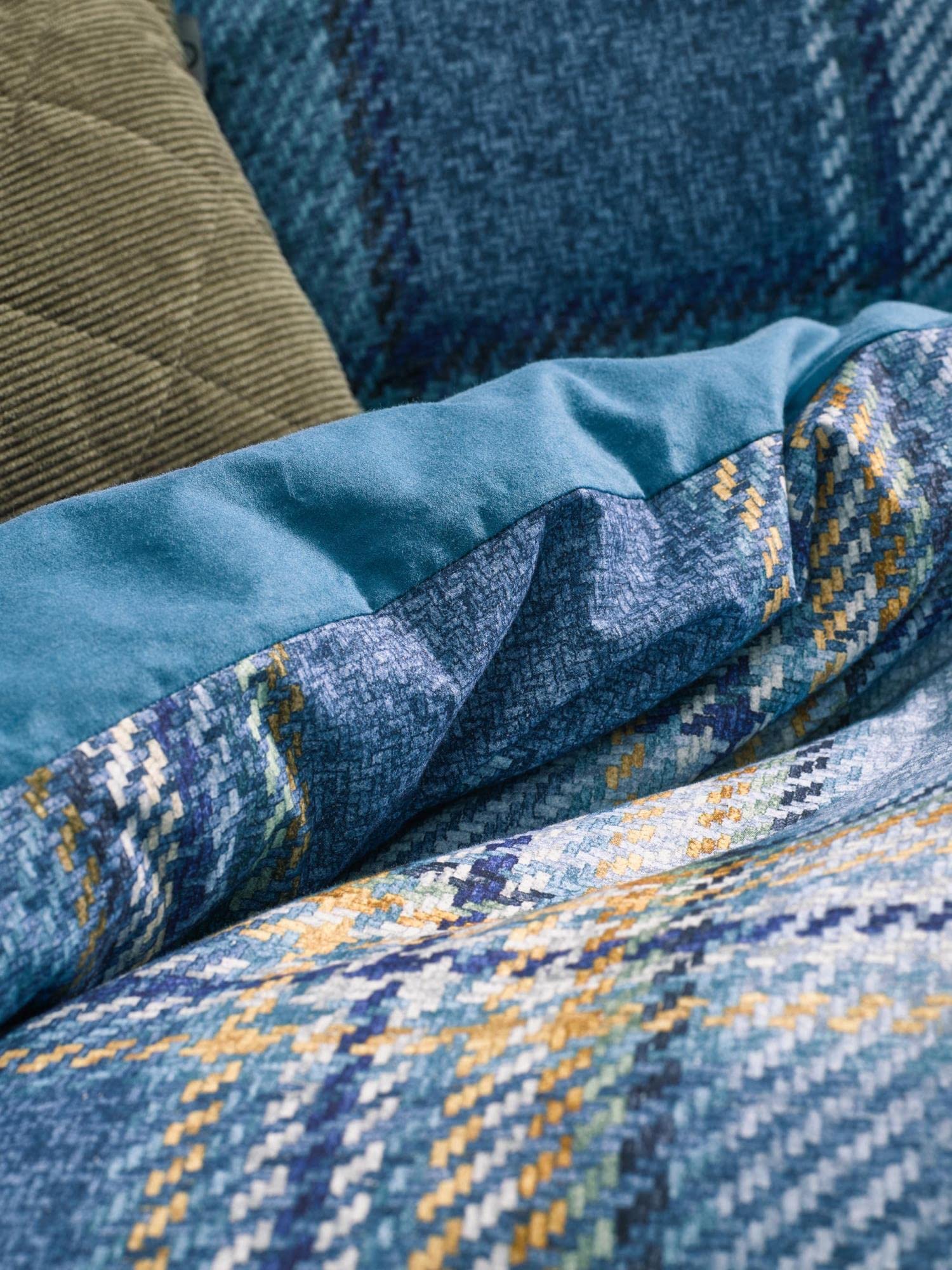 ESSENZA Bettwäsche Beau Blau Karo Muster Kariert Wendeoptik Winter Linien Flanell, Größe:135 cm x 200 cm