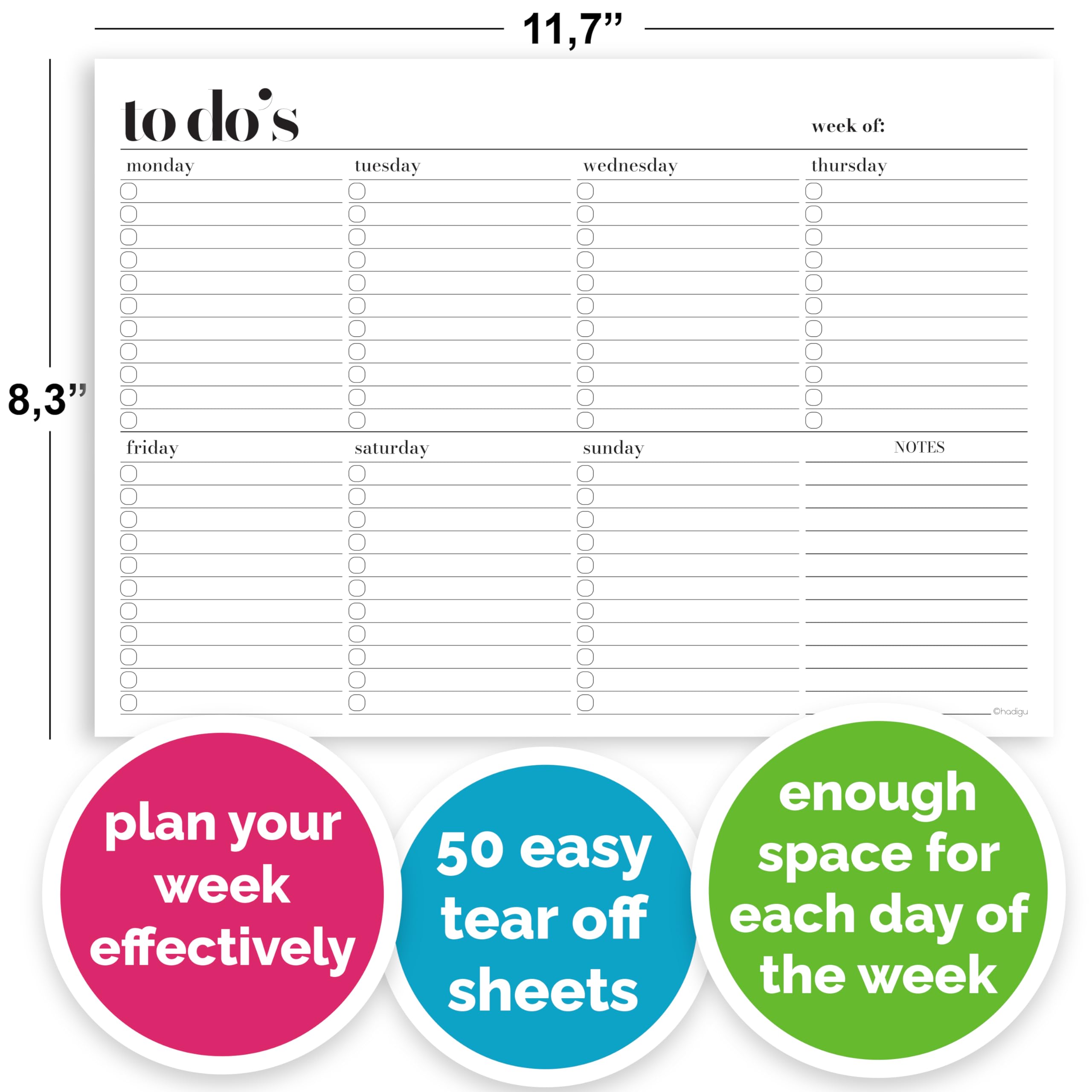 Weekly To Do Listen Notizblock, Weekly To Do Liste Notizbuch, Wochenplaner, Wochenplaner Notizblock, Wochenplaner Block, To Do Liste