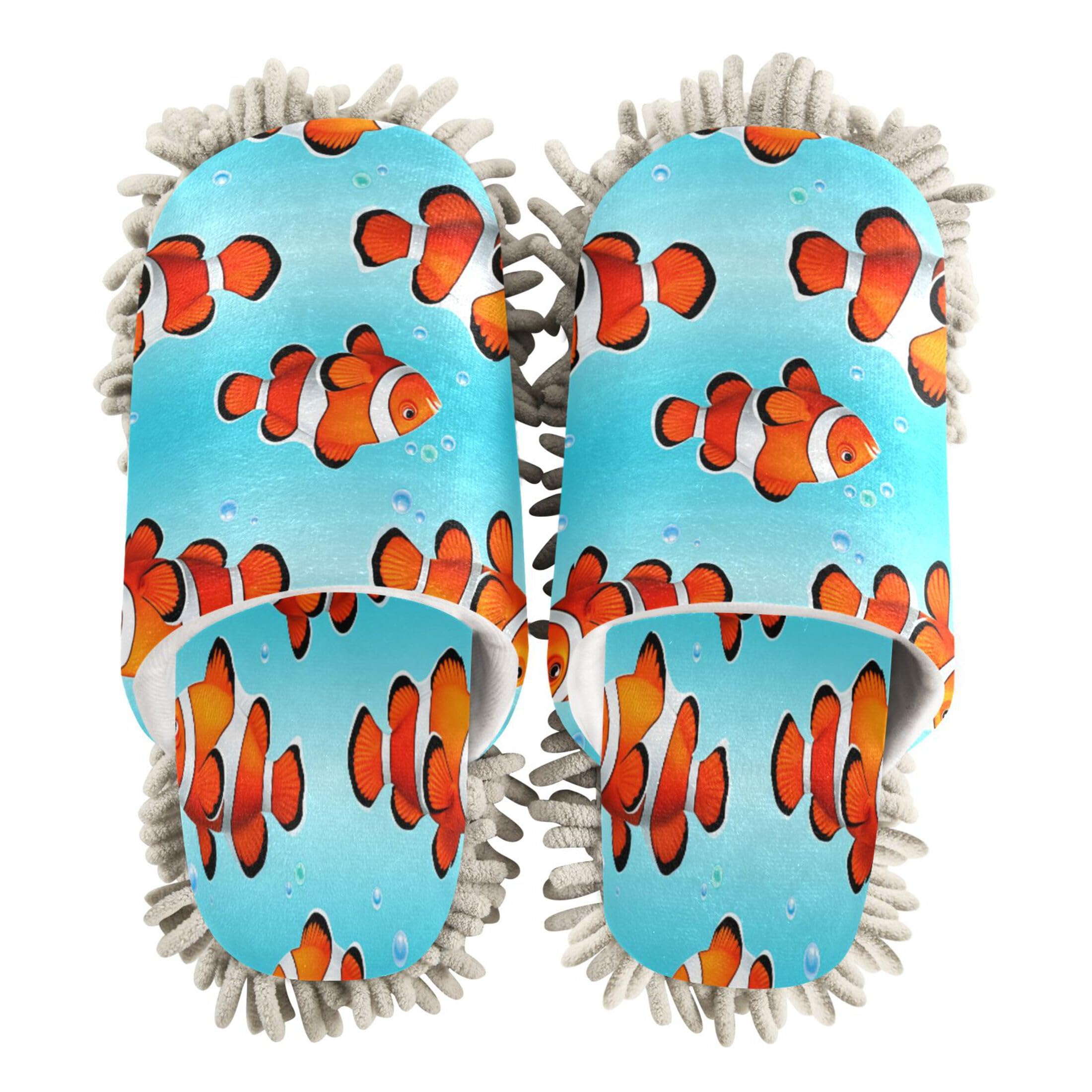 Kigai Fish Mop Slippers for Floor Cleaning, Slippers for Women Men, Microfiber Floor Cleaning, M