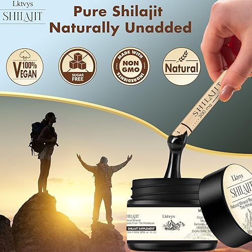 Miniatura 4 de Resina Shilajit de las montañas del Himalaya: 500 mg por porción, frasco de 1.06 oz, ácido fúlvico y más de 80 minerales naturales, suplemento