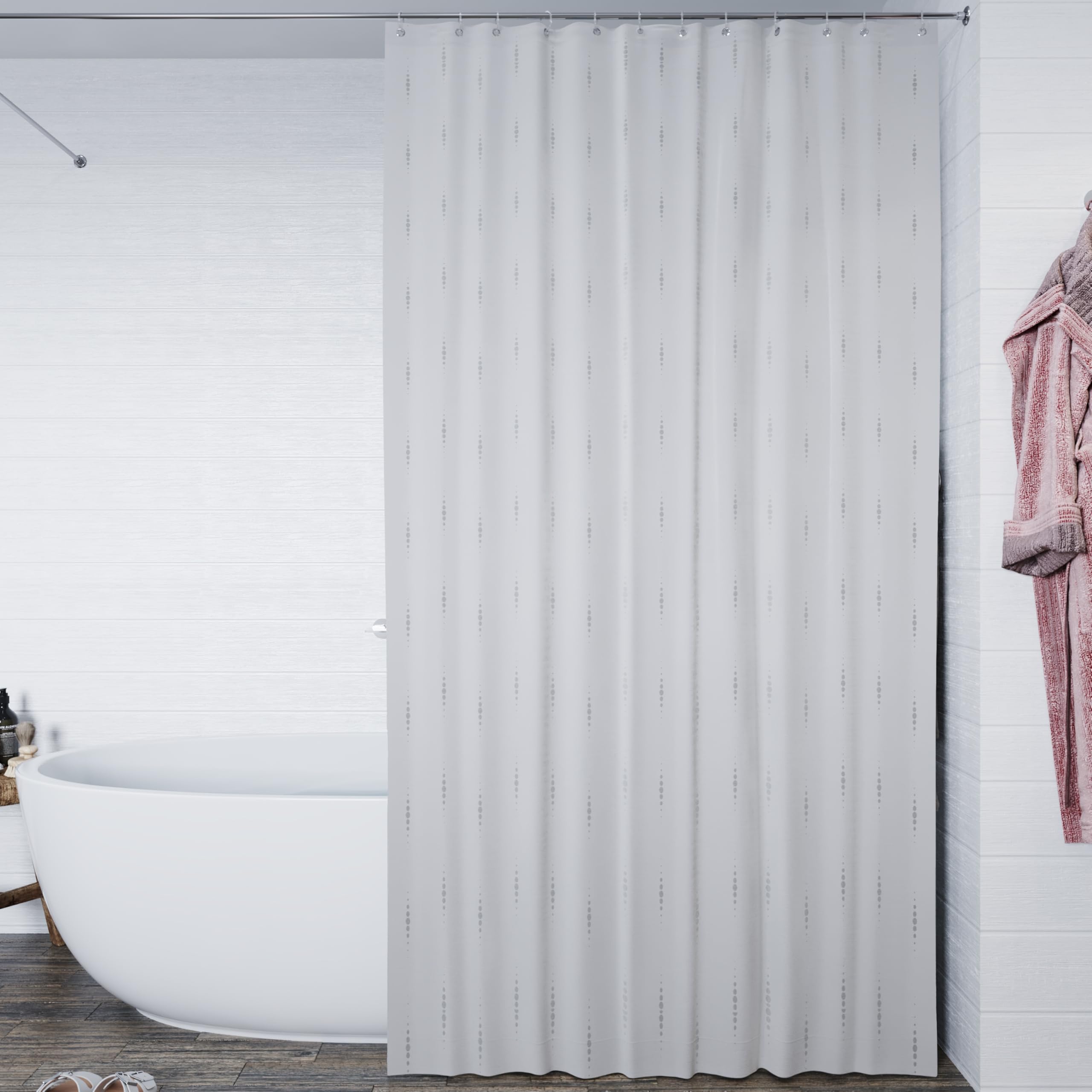 Croydex Shower Curtain, White and Silver, 1800x1800, AF671040H