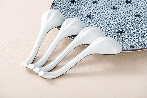 Miniatura 4 de KHOI NGUYEN Cucharas de sopa, cucharas de sopa asiáticas de cerámica, juego de 4 (N6)