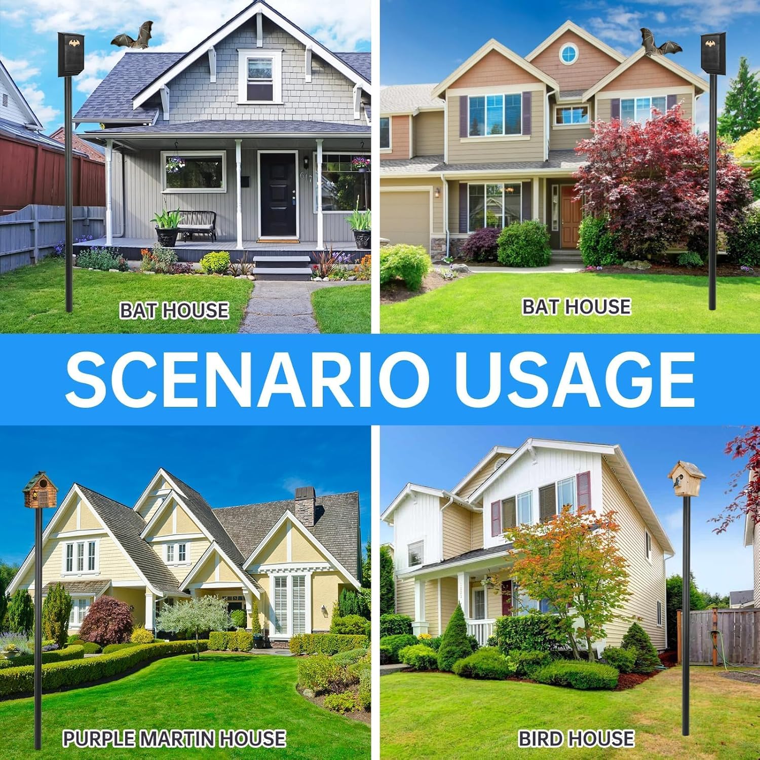 15 FT Telescoping Bird House Pole, Durable Bat Houses Kit with Ground Socket, Heavy Duty Outdoor Telescoping Bird Pole for Bat Houses, Purple Martin Houses and Other Wooden Structures