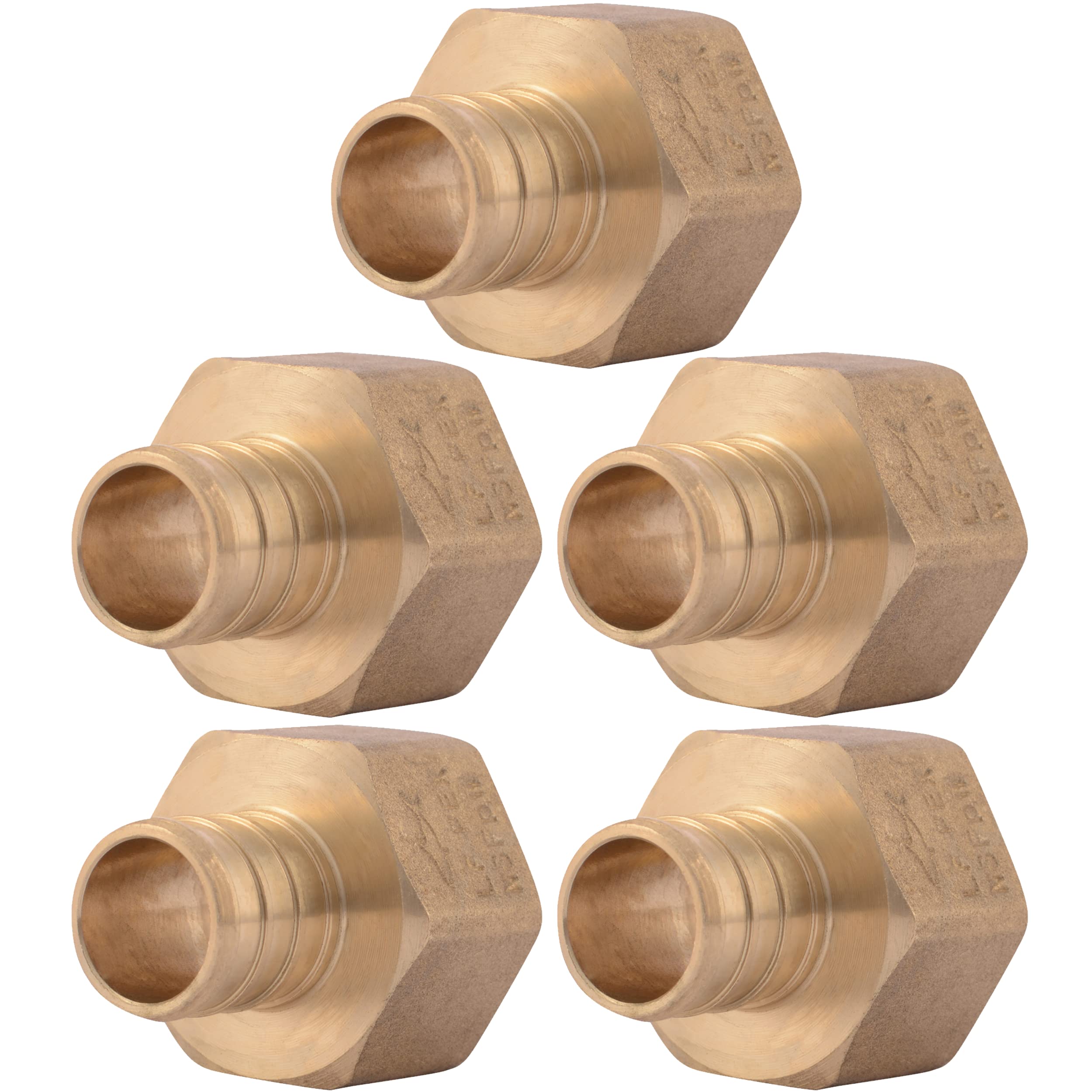 Barbed Pipe PEX Thread Adapter, Brass, 3/4-In. Barb Insert x 3/4-In. Female Pipe, 5-Pk. -UC088LFA5
