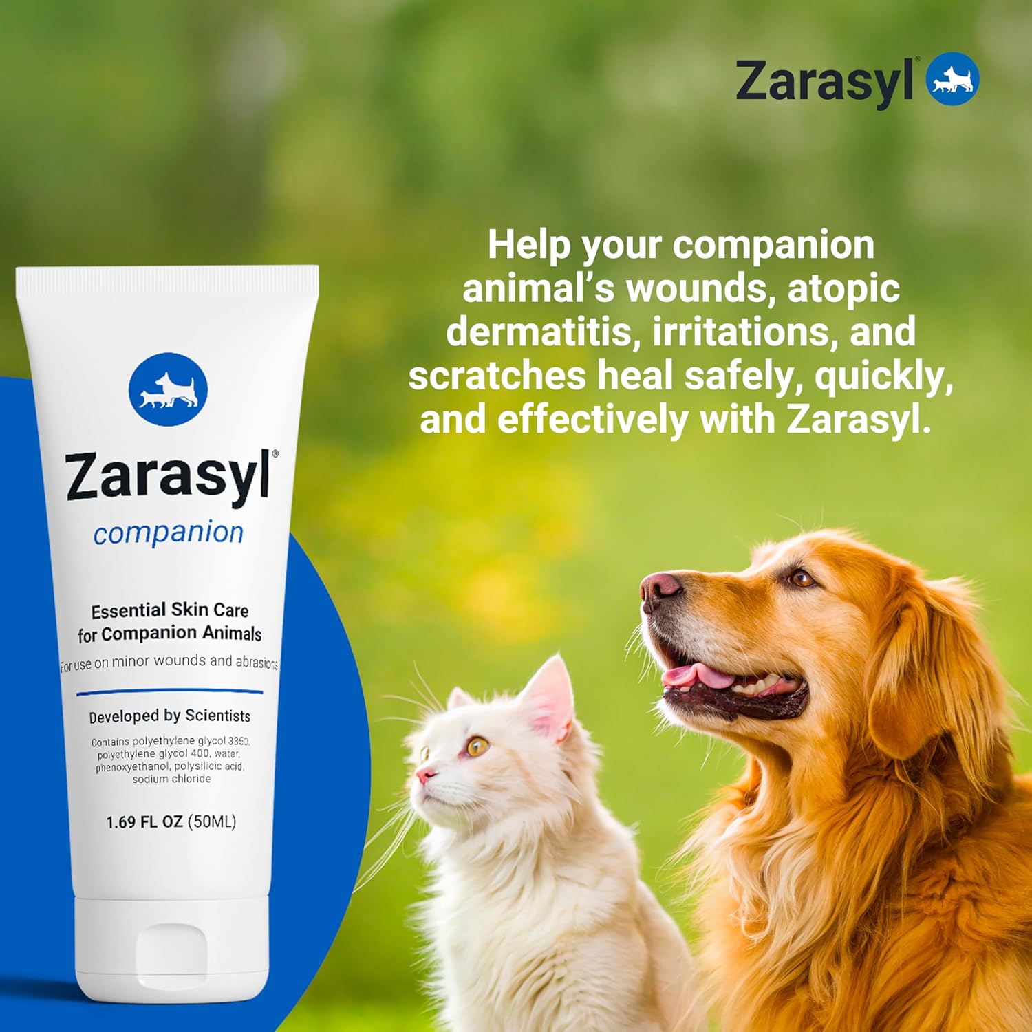 Zarasyl Companion Essential Skin Care Ointment for Cats and Dogs, 1.69 oz. – Protects & Moisturizes Skin & Tissues for Optimal Wound Care – First Aid Salve Cream for Wounds