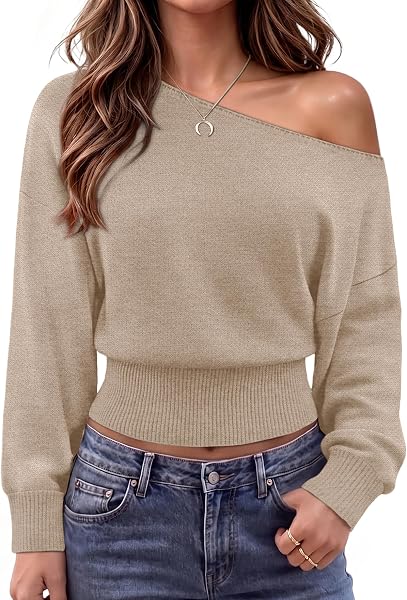 Off the Shoulder Sweaters for Women Comfy Fall Outfits Trendy 2026