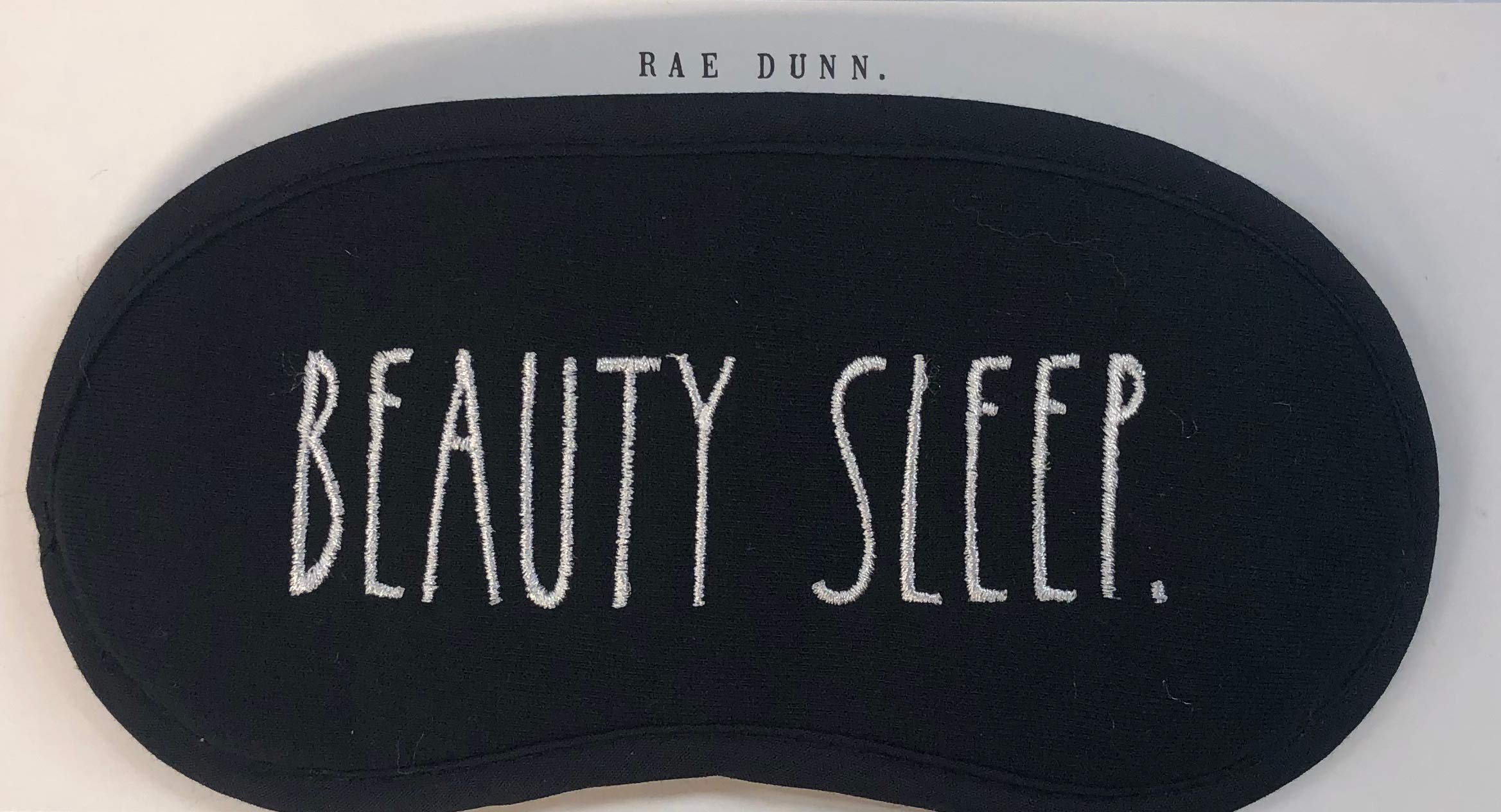 Rae Dunn by MagentaMask & Blindfold, Soft Eye Mask with Adjustable Head Strap, Deep Rest Eye Masks for Sleeping Night Eyeshade, Eye Cover for Travel (Black, Beauty Sleep)