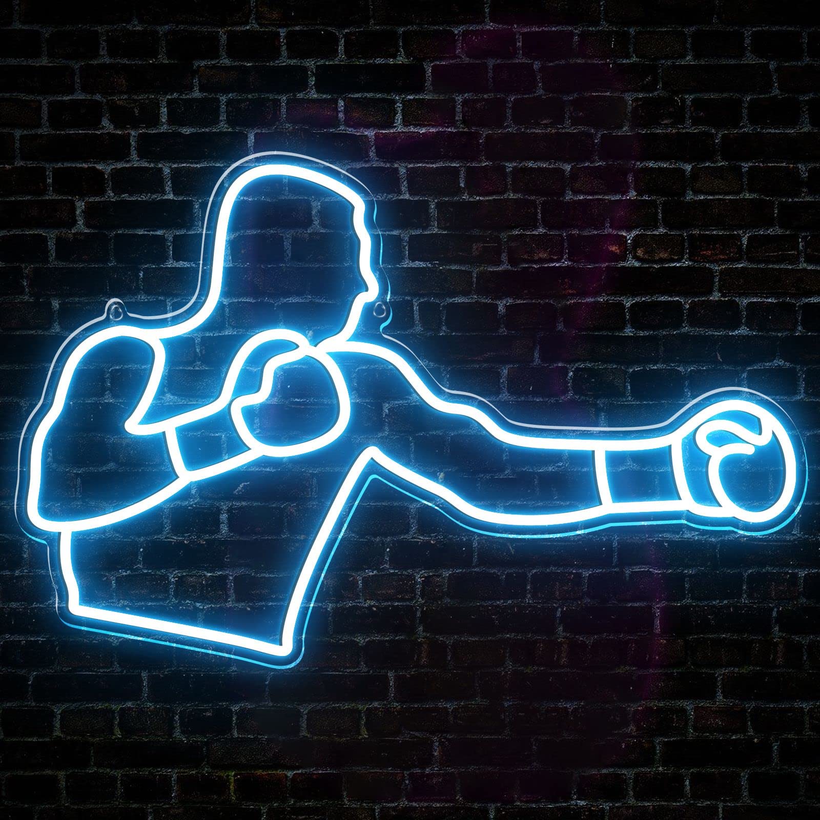 LiyuanQ Boxing Sign Neon - Large LED Wall Decor with Switch - Unique Art Ornaments for Bar, Home Gym, Office, Boxing Gym, Bedroom Decor (16", Blue)