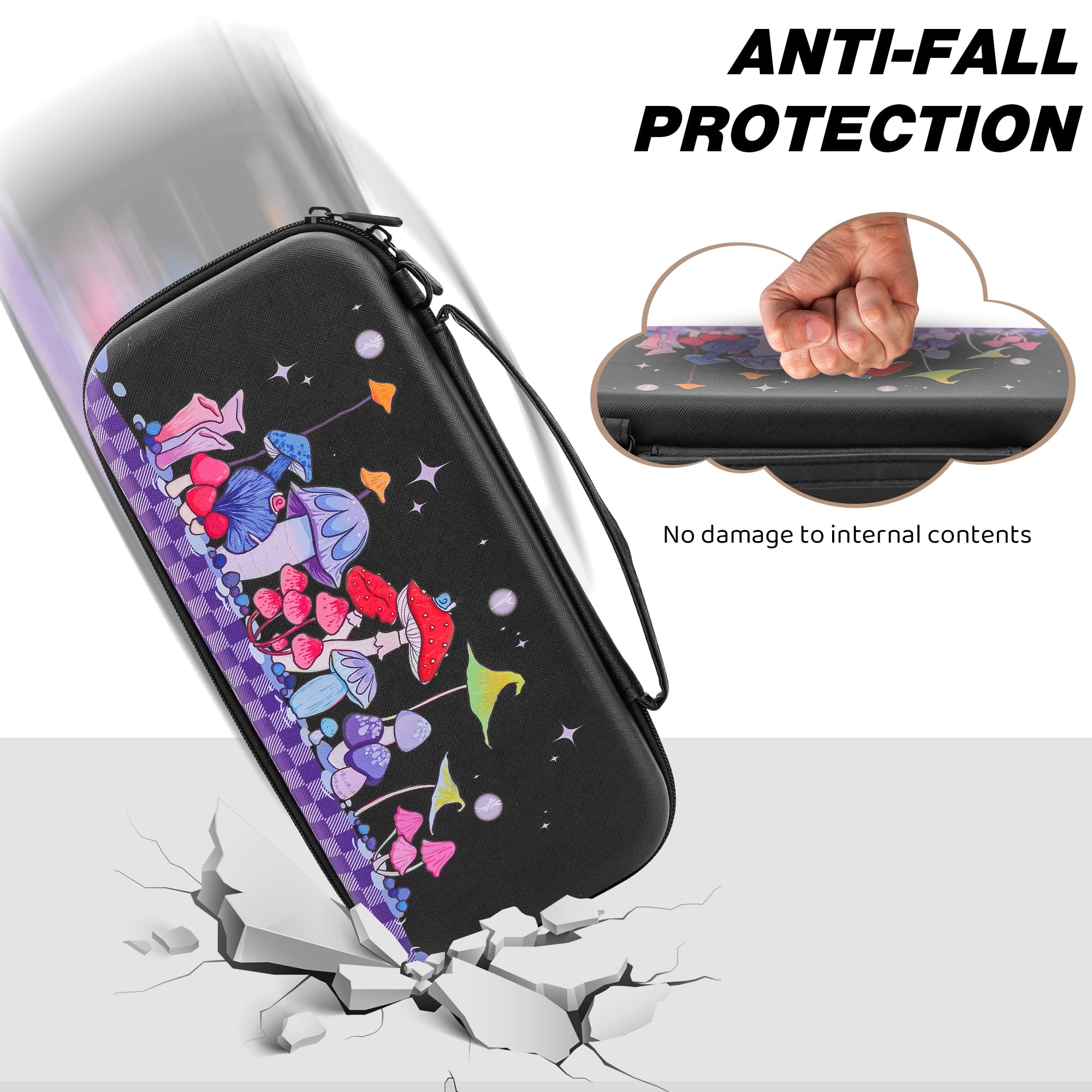 PAWDIARY Kit di 2 accessori per interruttore a fungo, con custodia da viaggio portatile per Nintendo Switch 2, cover per interruttore 2, pellicola protettiva per schermo HD, tracolla regolabile e 2