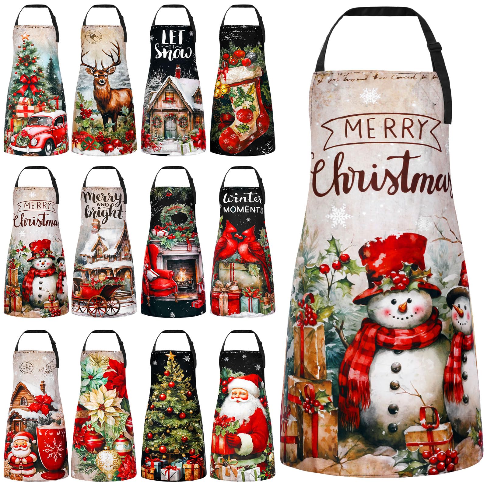 Geyoga 12 delantales impermeables de temporada, delantales de cocina, ajustables, para San Valentín, San Patricio, Pascua