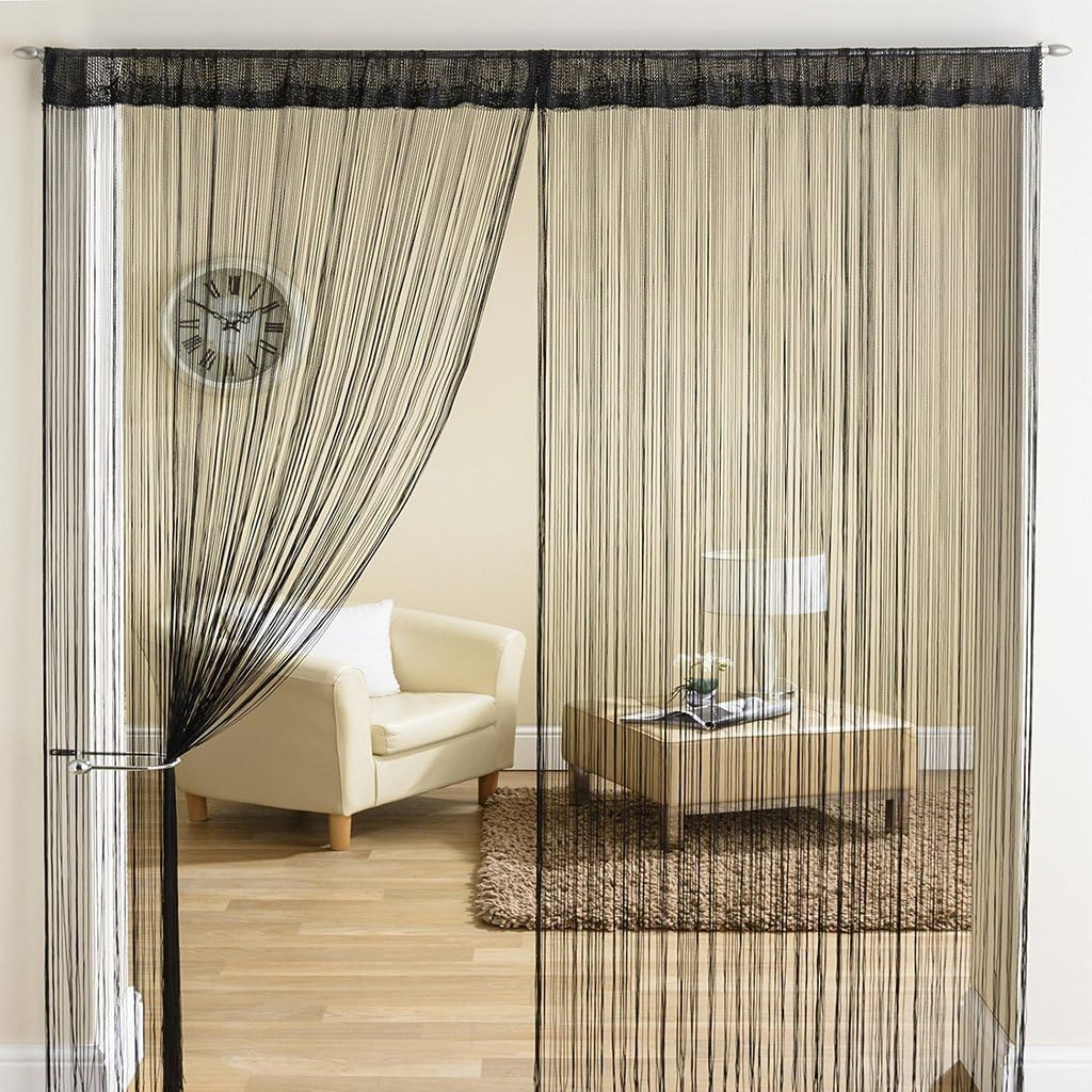 Exporthub 1 Piece Beautiful Polyester Door Threads String Curtain - 7ft, Black (EHSPR562_74)