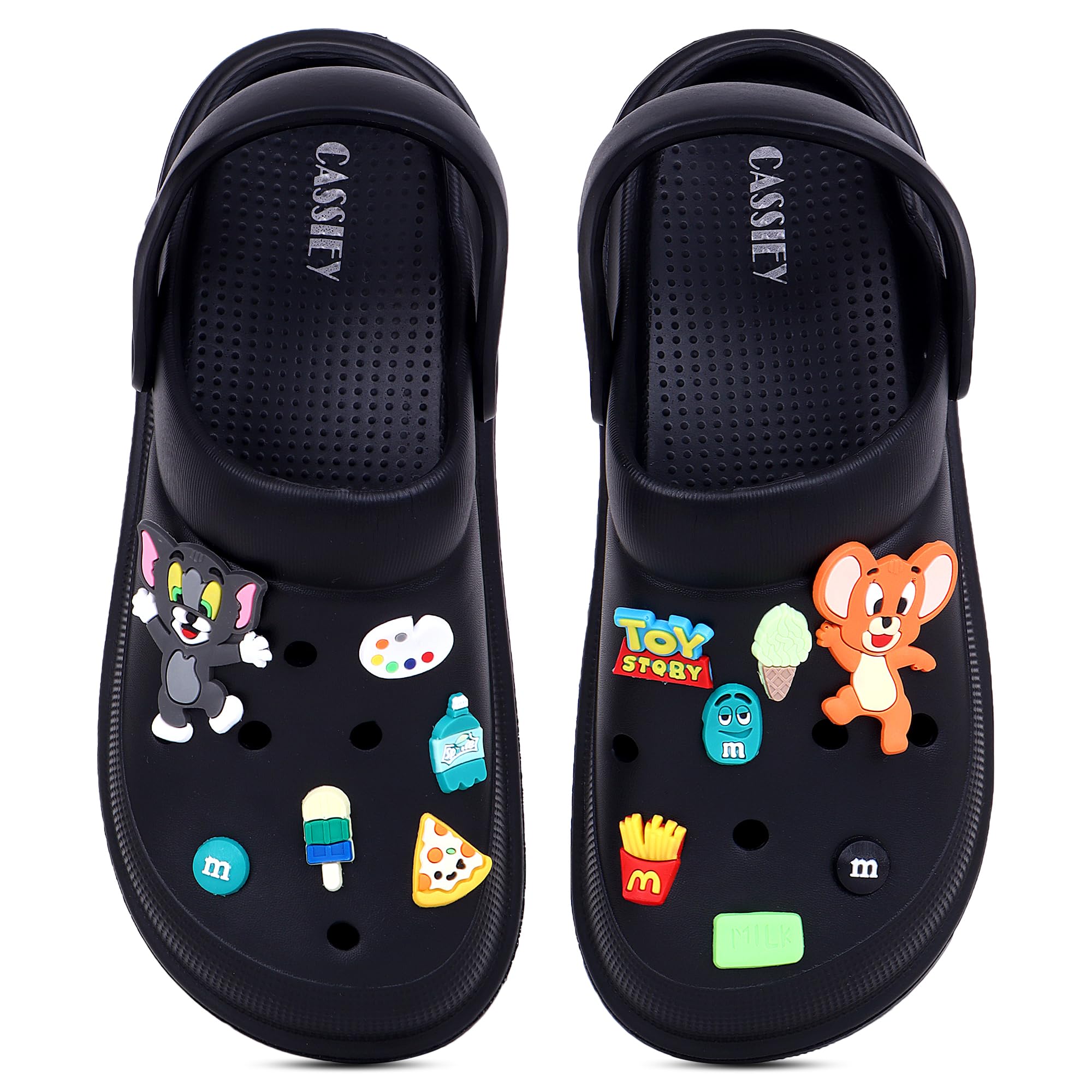 CASSIEY Womens Lightweight Tom & Jerry Designed Clogs, Casual Comfortable Slip On Clog Sandals- Black (B0D6GWSTCC) Amazon Price History, Amazon Price Tracker