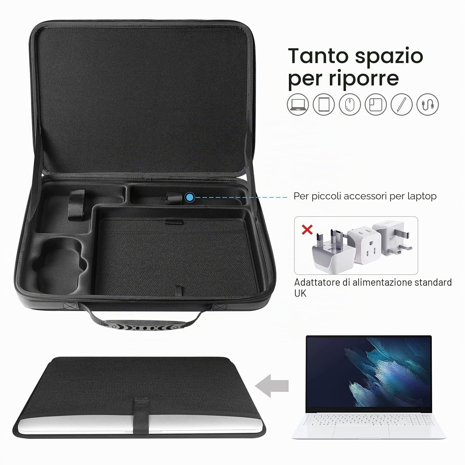 Smatree 15,6 pollici Laptop Briefcase compatibile con Samsung Galaxy Book2 Pro 360 / Book Pro 360 15,6 pollici, super protezione e antiurto Custodia rigida con scomparto organizzatore accessori