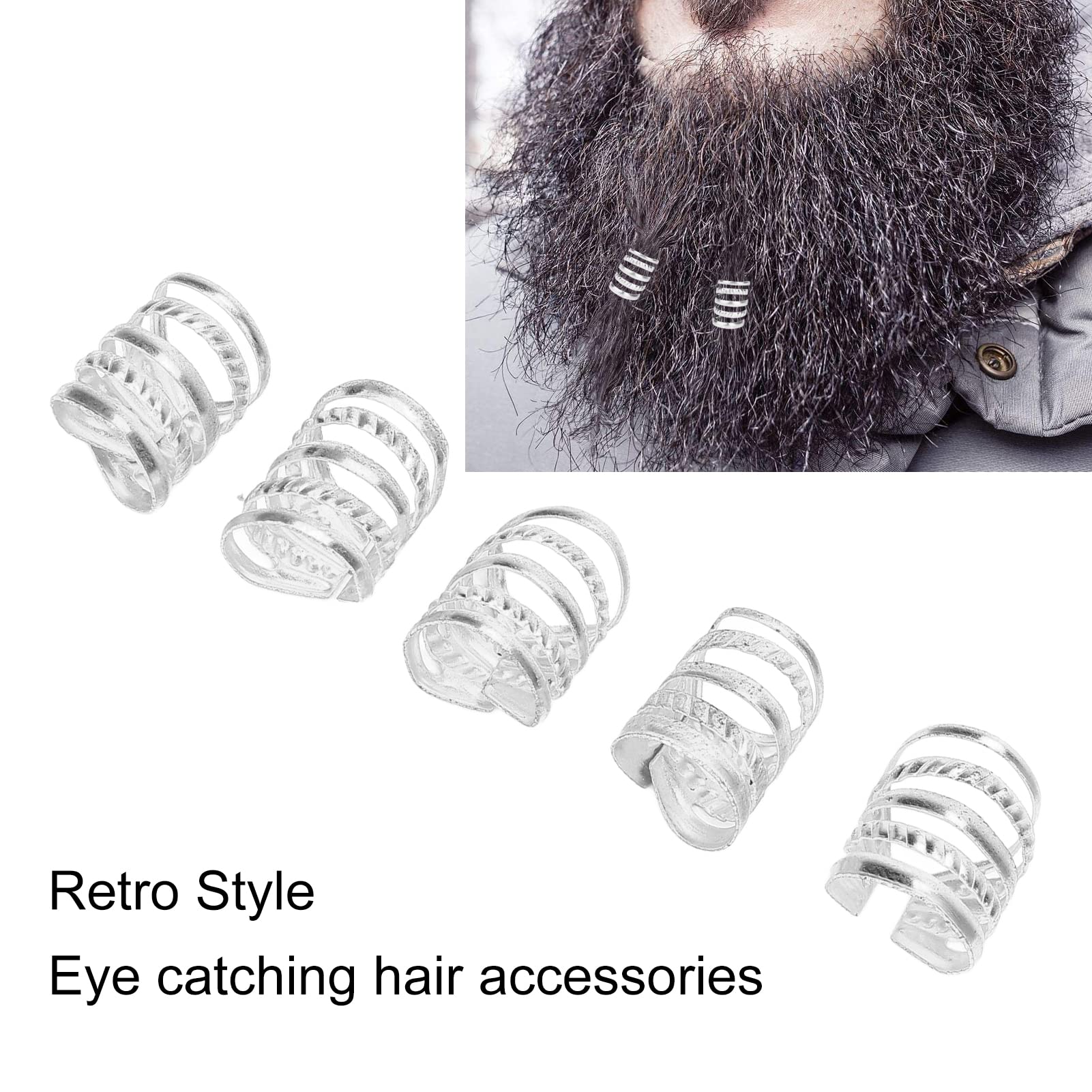 Bead Dreadlocks, Rustproof Metal Spring Hair Beads for Weeding for Party(Silver) - Image 3