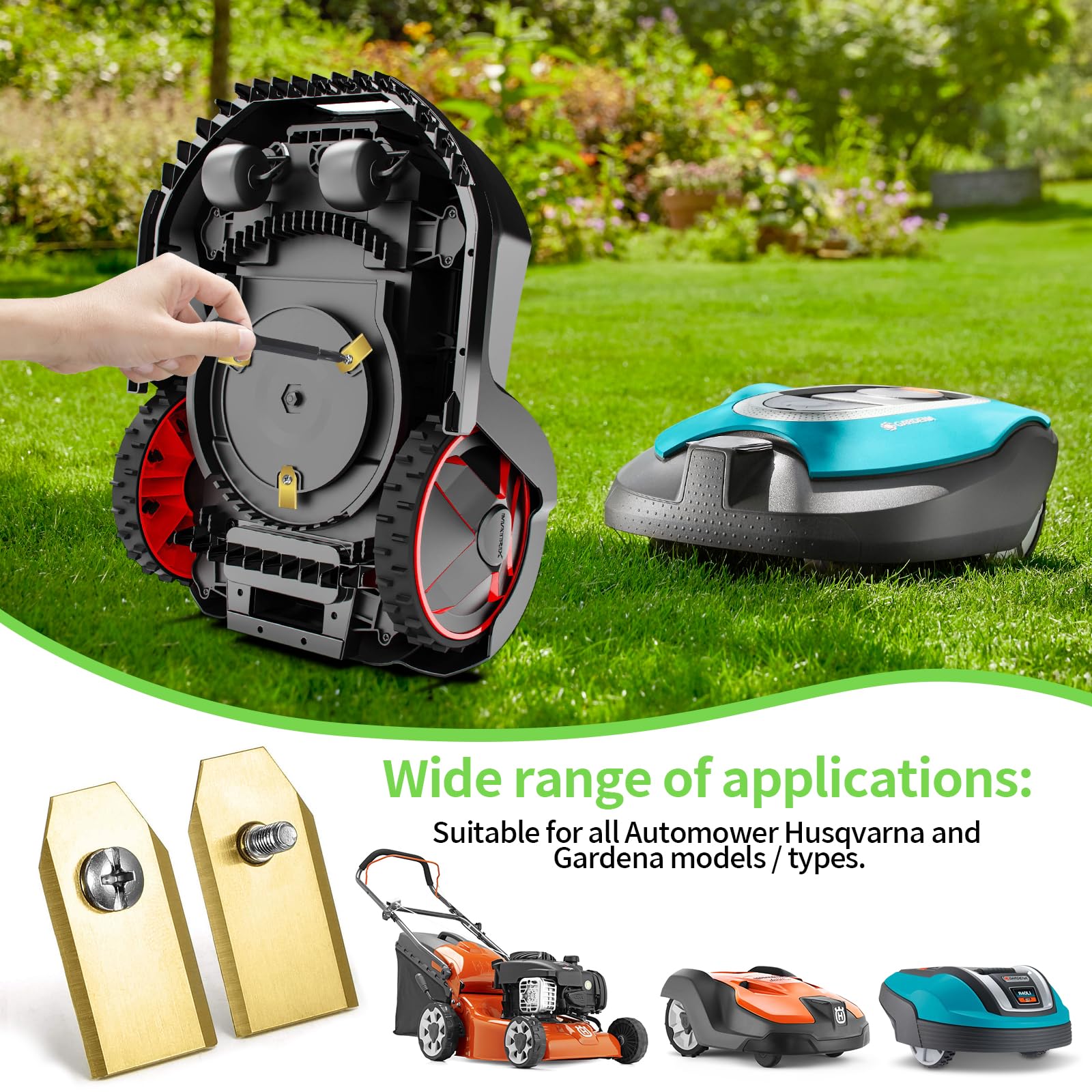 60 Lame Per Robot Tagliaerba - In Titanio, Spessore 0.75mm | Compatibili Con Husqvarna, Gardena, Yard Force